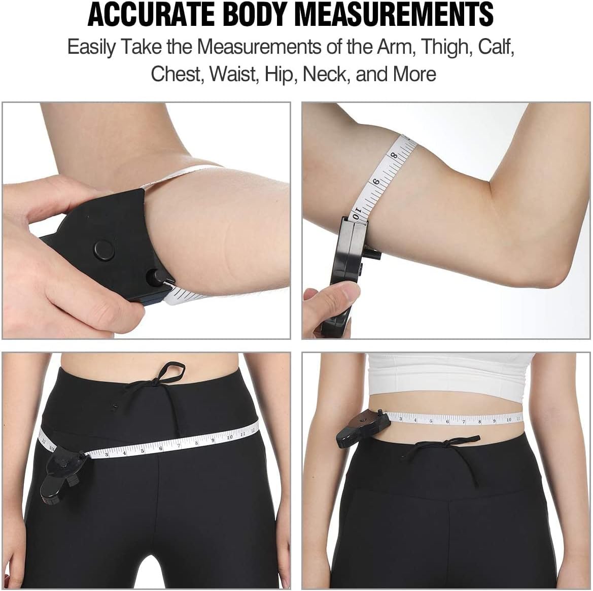 Automatic Telescopic Tape Measure, Body Measure Tape 60 inch 150cm , Self-Tightening Retractable Measuring Tape for Body Accurate Way to Track Weight Loss Mcle Gain by One Hand, 3 Piece