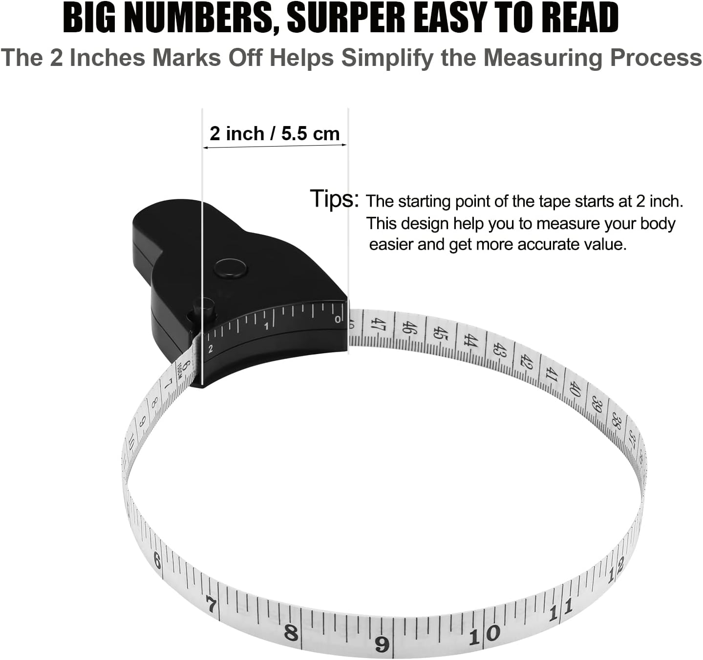 Automatic Telescopic Tape Measure, Body Measure Tape 60 inch 150cm , Self-Tightening Retractable Measuring Tape for Body Accurate Way to Track Weight Loss Mcle Gain by One Hand, 3 Piece