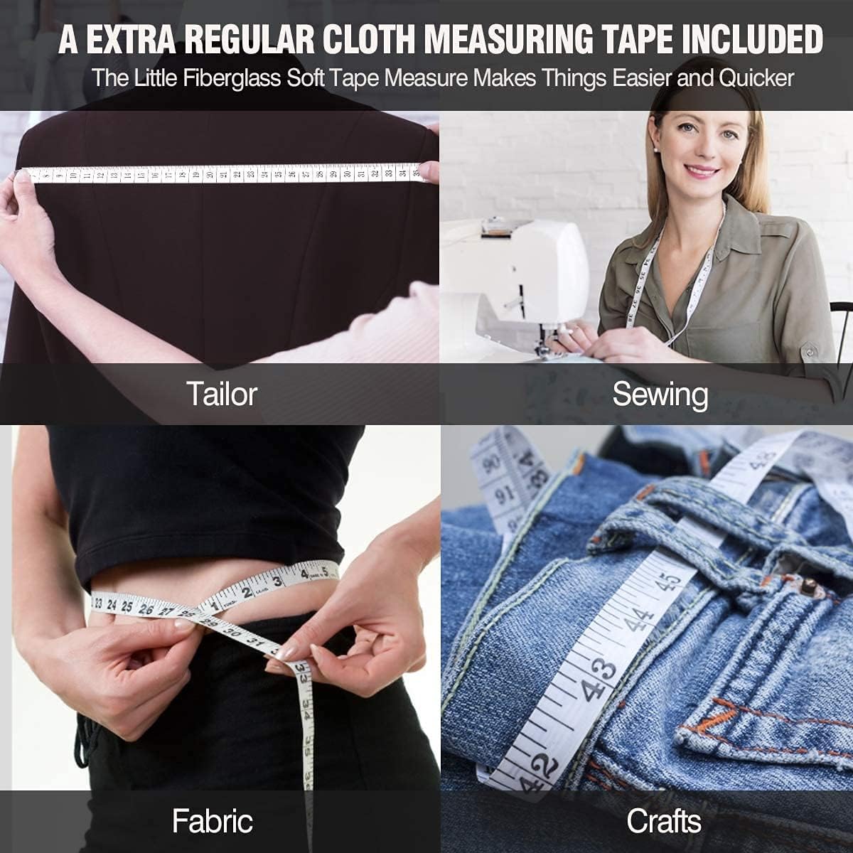 Automatic Telescopic Tape Measure, Body Measure Tape 60 inch 150cm , Self-Tightening Retractable Measuring Tape for Body Accurate Way to Track Weight Loss Mcle Gain by One Hand, 3 Piece