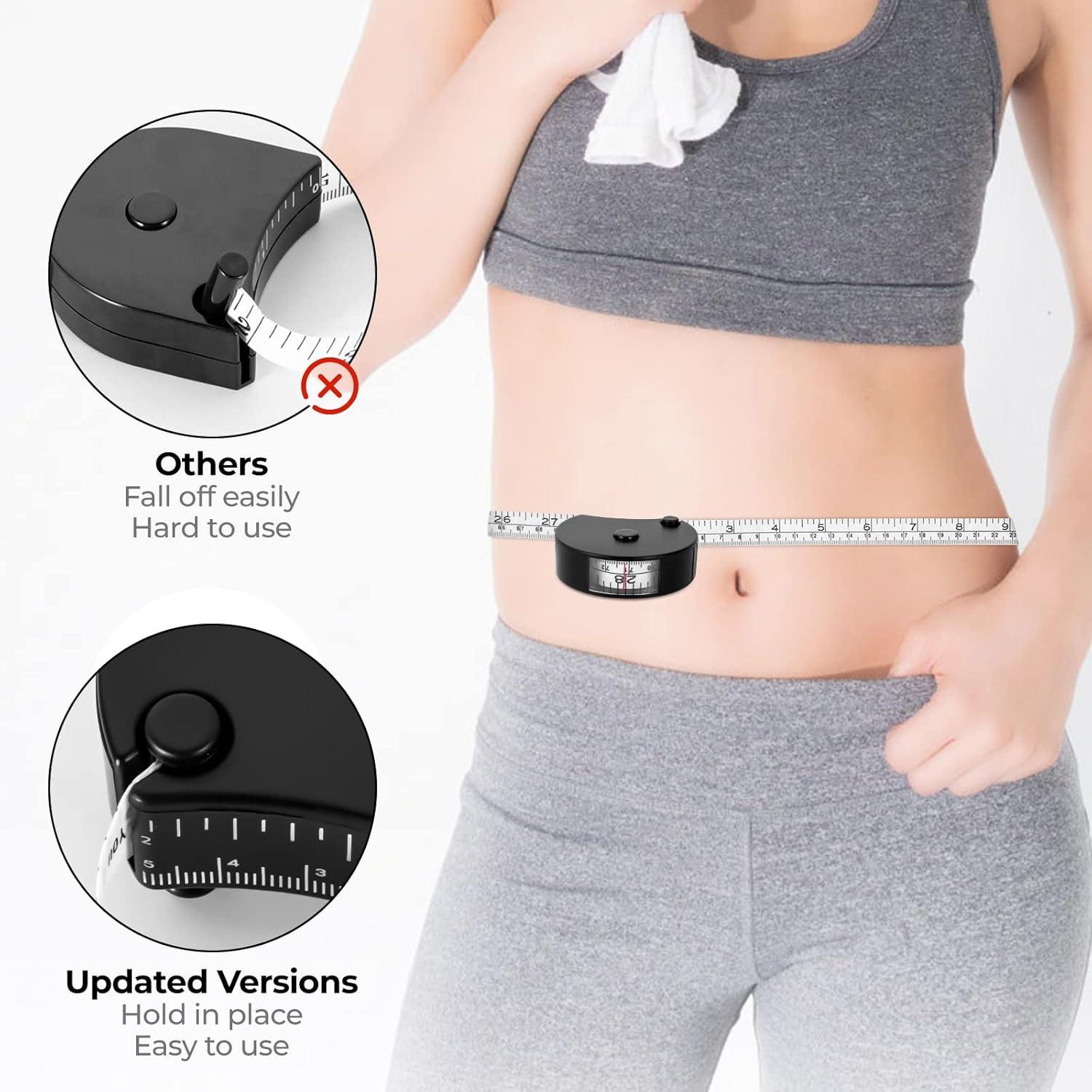 Upgraded Body Tape Measure for Weight Loss, Fitness, Bodybuilding, Mcle Gain. Lock Pin, Retractable Button, Soft Sewing Tape for Tailors, Measures Body Part Circumferences, 60Inch/150cm, 2Pcs