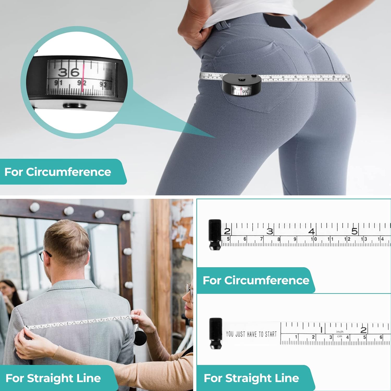 Upgraded Body Tape Measure for Weight Loss, Fitness, Bodybuilding, Mcle Gain. Lock Pin, Retractable Button, Soft Sewing Tape for Tailors, Measures Body Part Circumferences, 60Inch/150cm, 2Pcs