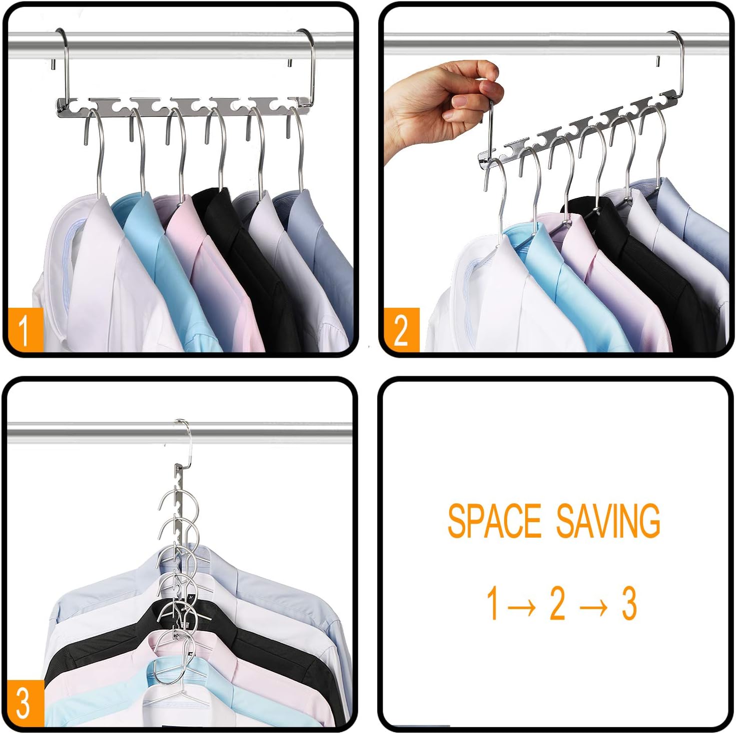 Space Saving Hangers Metal Hanger Magic Cascading Hanger Closet Clothes Organizer 4 Pack