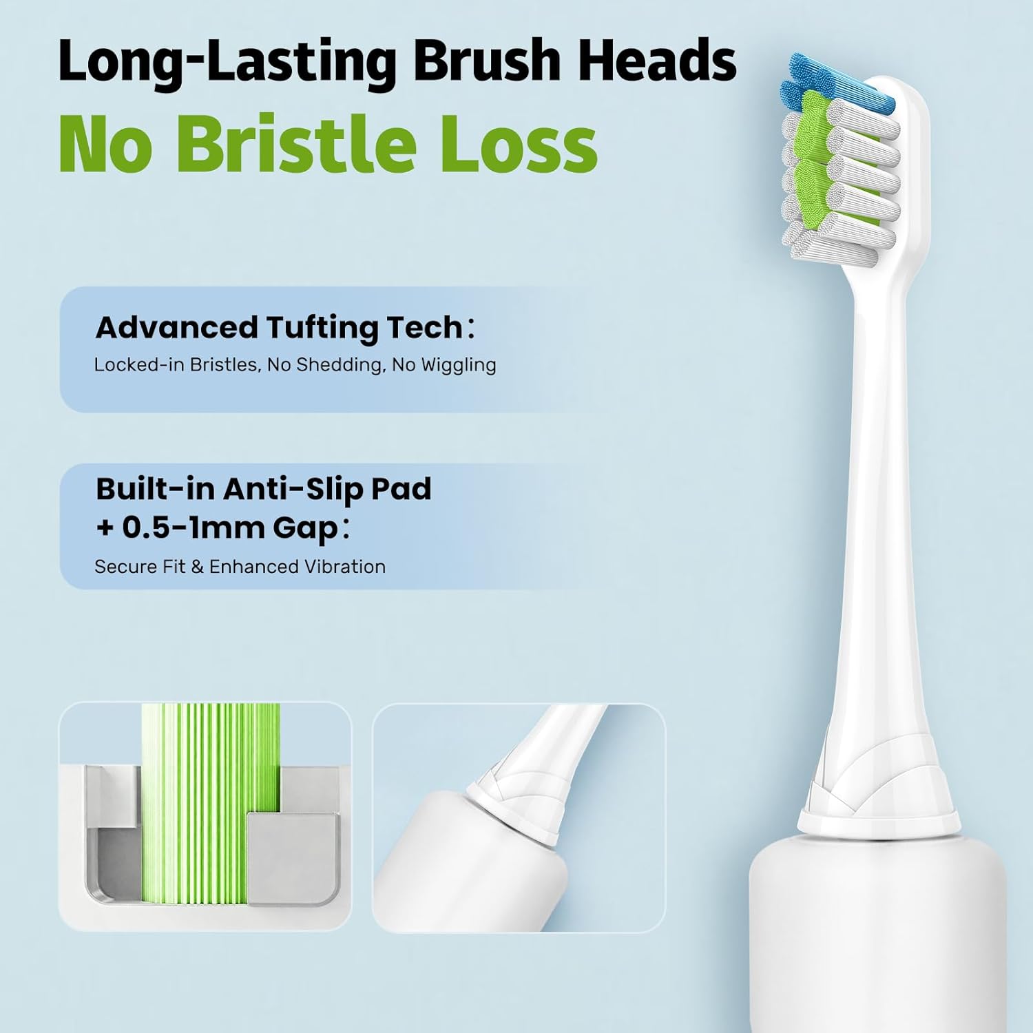 Replacement Brh Heads Compatible with Philips SoniCare Electric Toothbrhes, Dupont Bristles for Effective Cleaning, Click-on System, 8 Pack, White