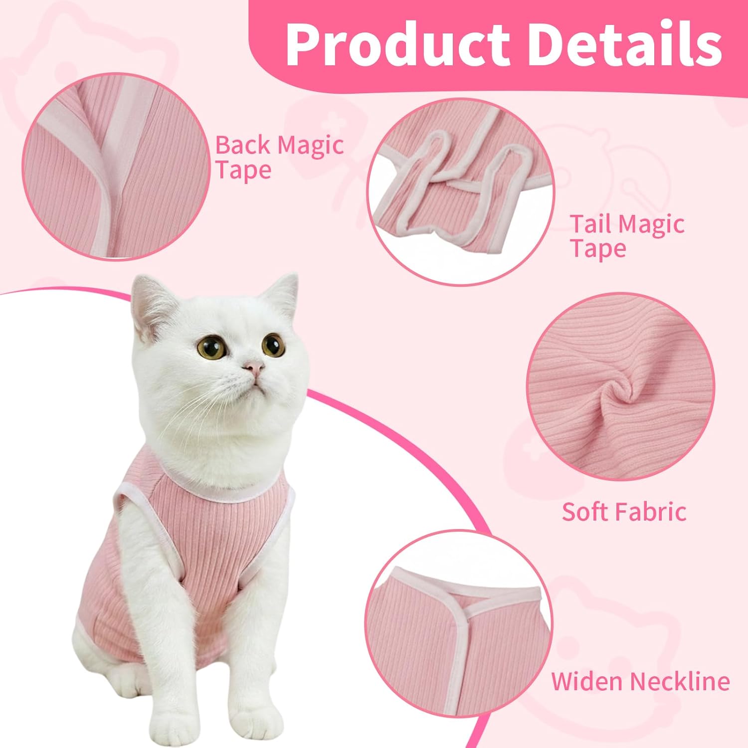 Cat Recovery Suit Cat Onesie, Breathable Anti-Licking Cat Surgery Recovery Suit Female, Kitten Spay Recovery Suit for Cats After Surgery, Cats Surgical Body Suits for Abdominal Wounds