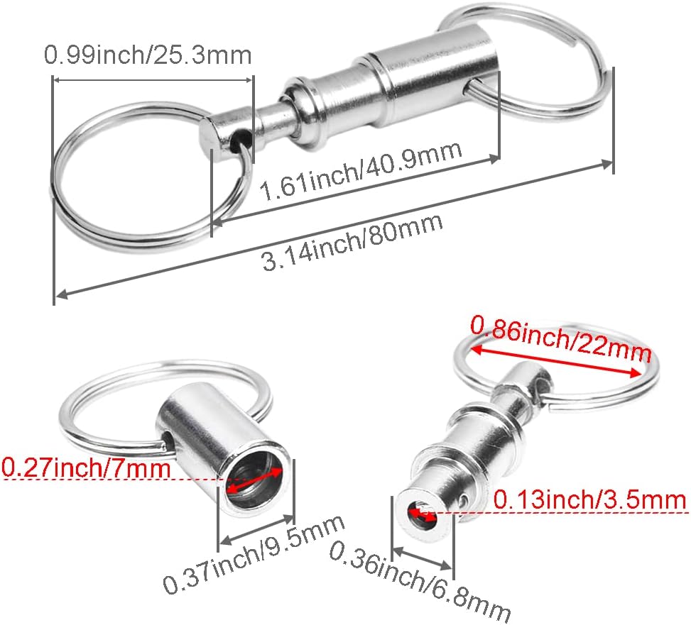 CooBigo 8 Pack Detachable Keychain Quick Release Key Chain, Pull Apart Key Chain for Outdoor Active Backpack Key Holder kits