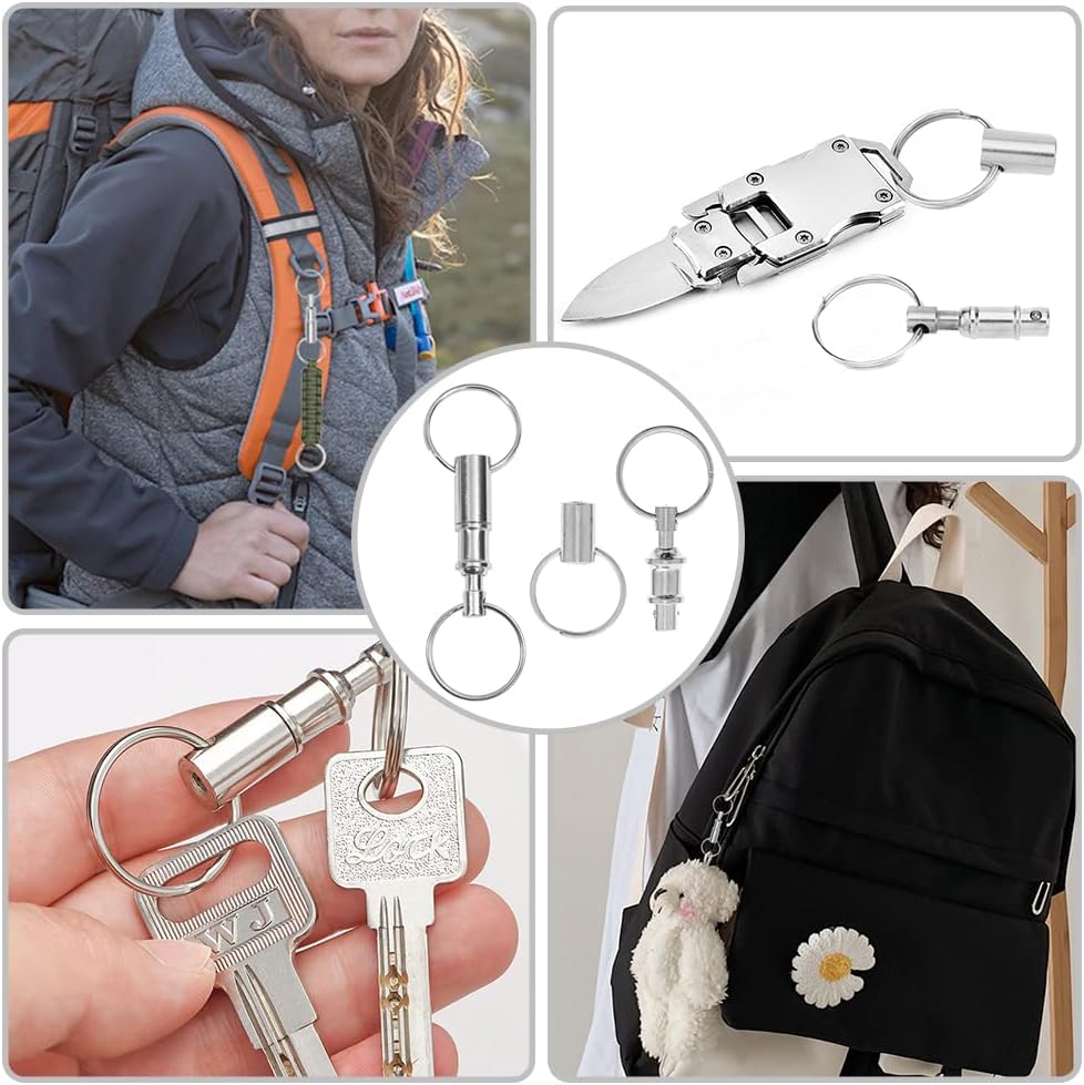 CooBigo 8 Pack Detachable Keychain Quick Release Key Chain, Pull Apart Key Chain for Outdoor Active Backpack Key Holder kits
