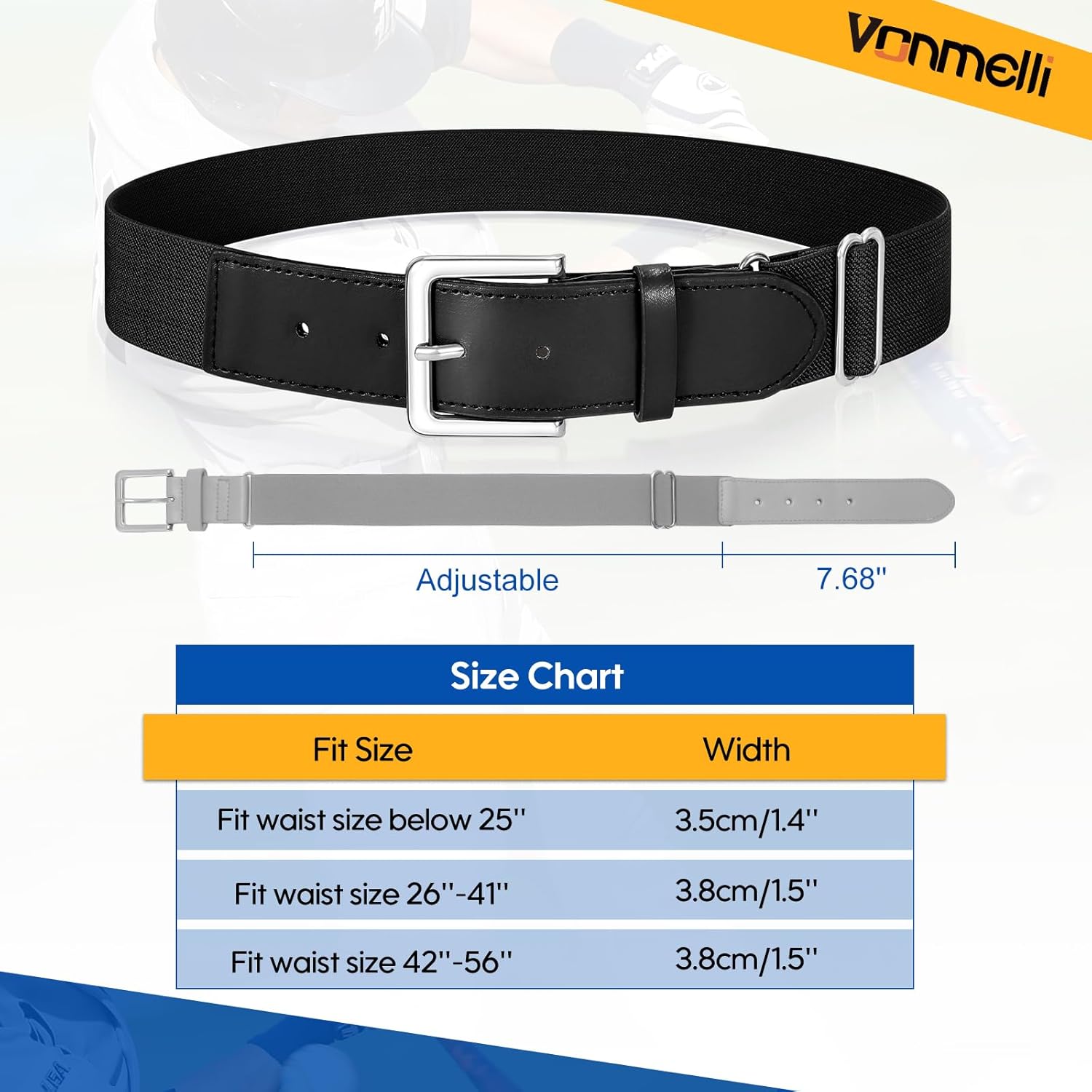Baseball Belt Softball Belt Adjtable, Elastic Baseball Uniform Belt Youth and Adult Sizes