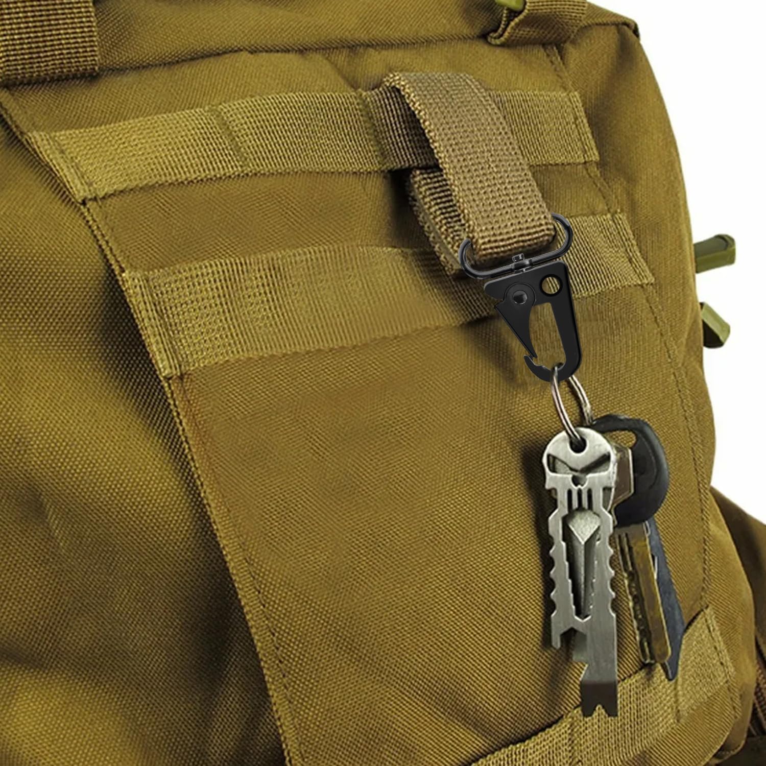 6 Pack Paracord Lanyard Accessories 1-1/2" Rifle Sling Clips Metal Swivel Snap Hook Keychain Carabiner Key Chain for Keyrings Black