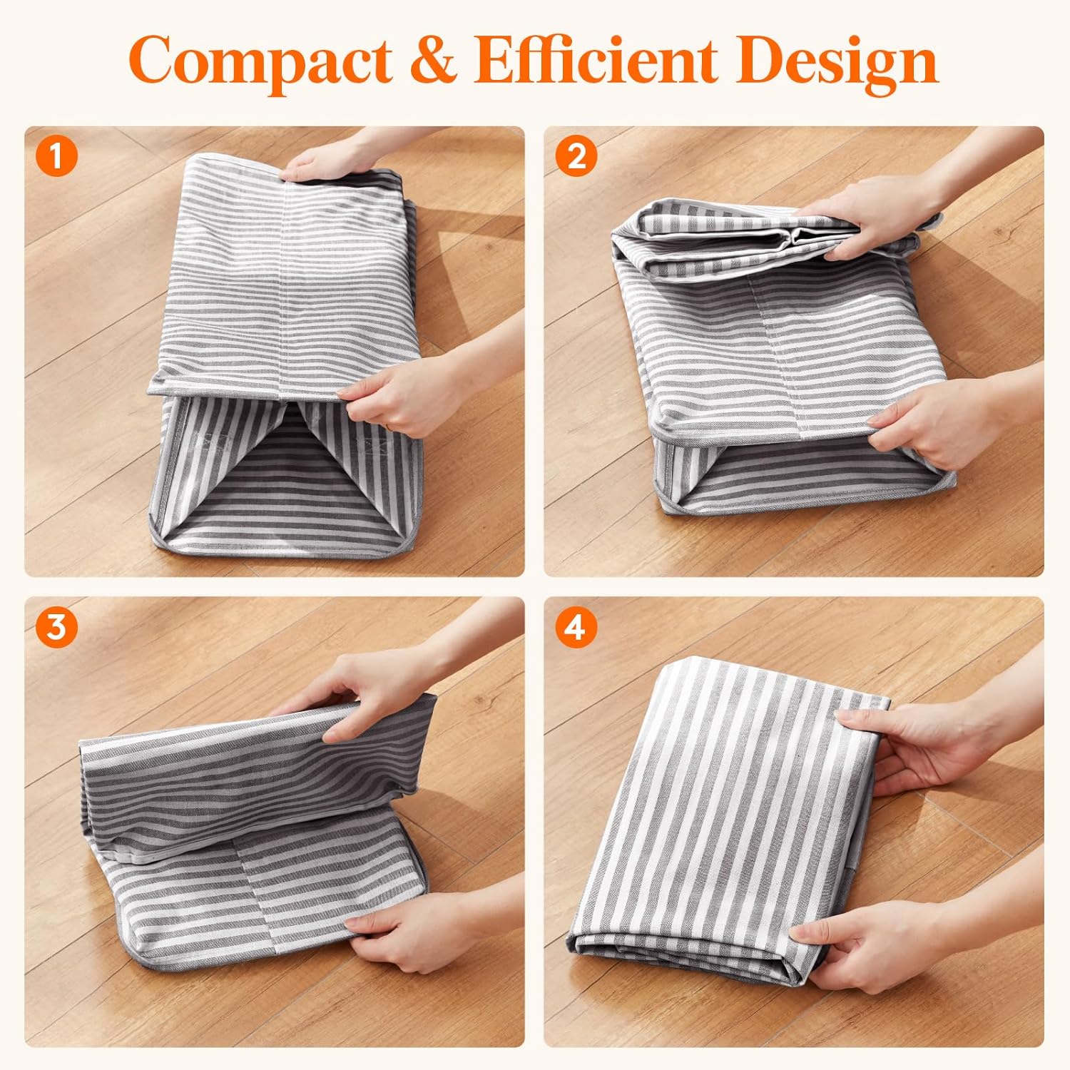 75L Large Collapsible Laundry Hamper, Tall Foldable Dirty Clothes Baskets Waterproof, Freestanding Design with Easy Carry Handles in Dorm Bedroom Bathroom College, Grey