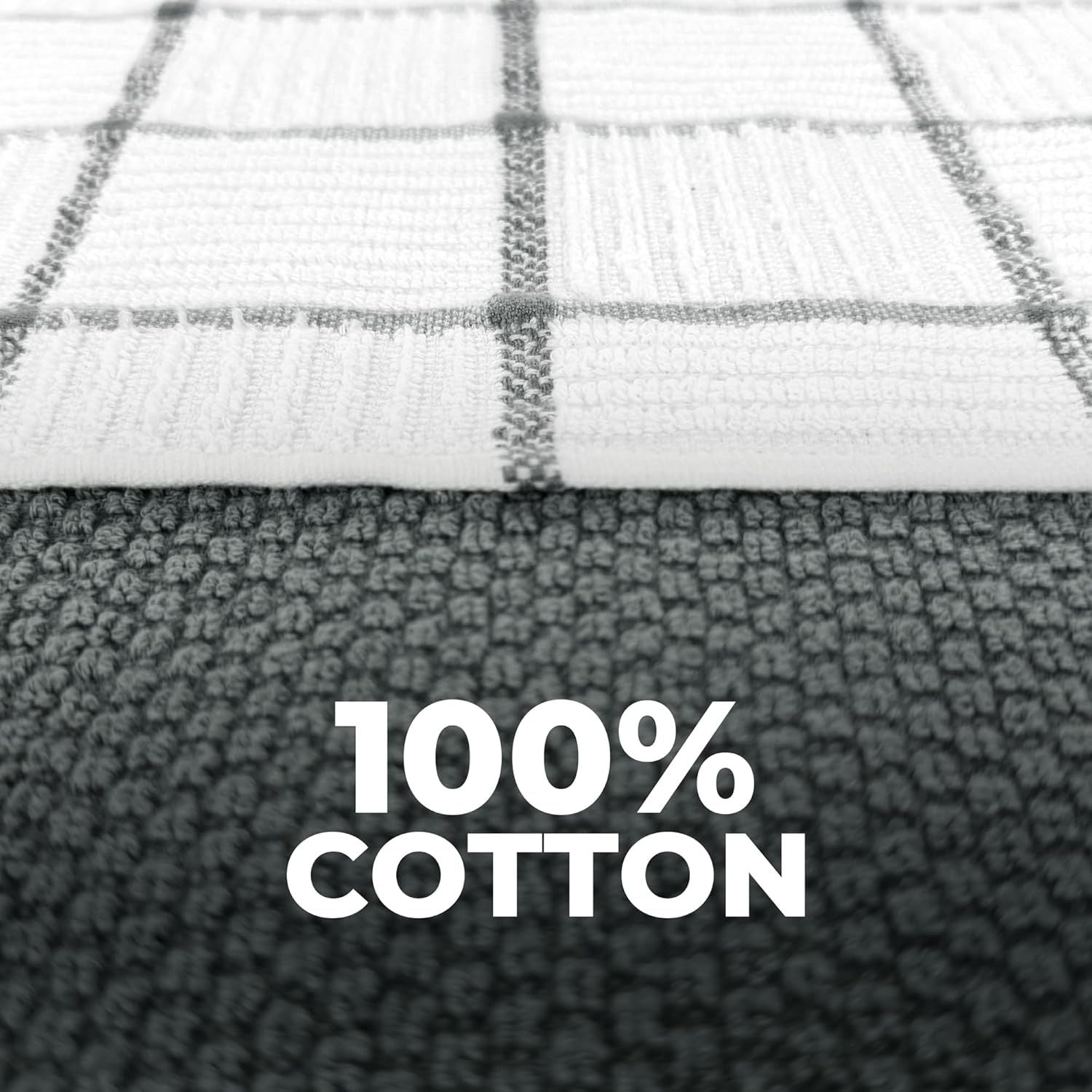 6 Pack Large Kitchen Towels, 16x27 inch Absorbent Dishcloths, 100% Cotton Cleaning Cloth, Gray Set Pack of 6