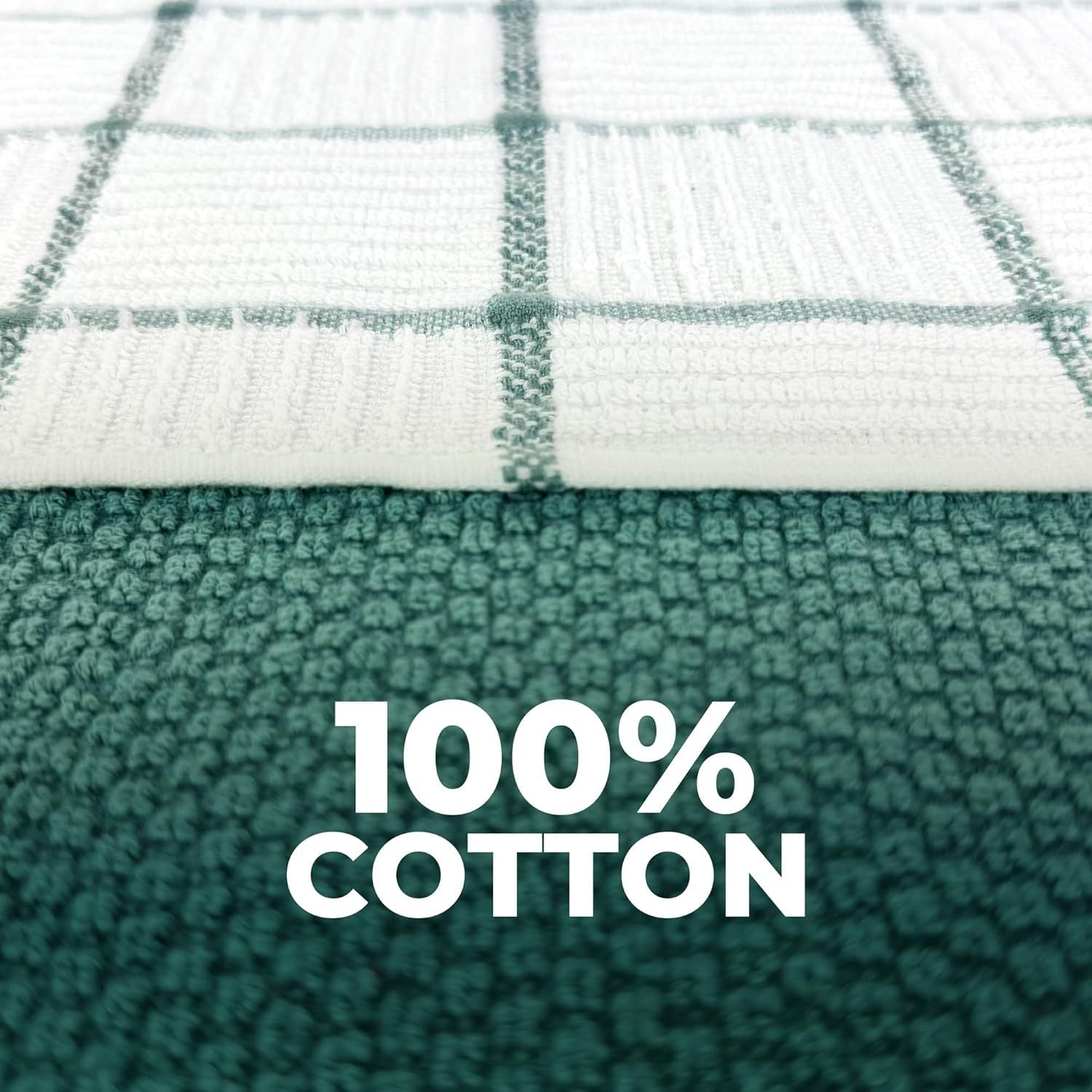 6 Pack Large Kitchen Towels, 16x27 inch Absorbent Dishcloths, 100% Cotton Cleaning Cloth, Teal Set Pack of 6
