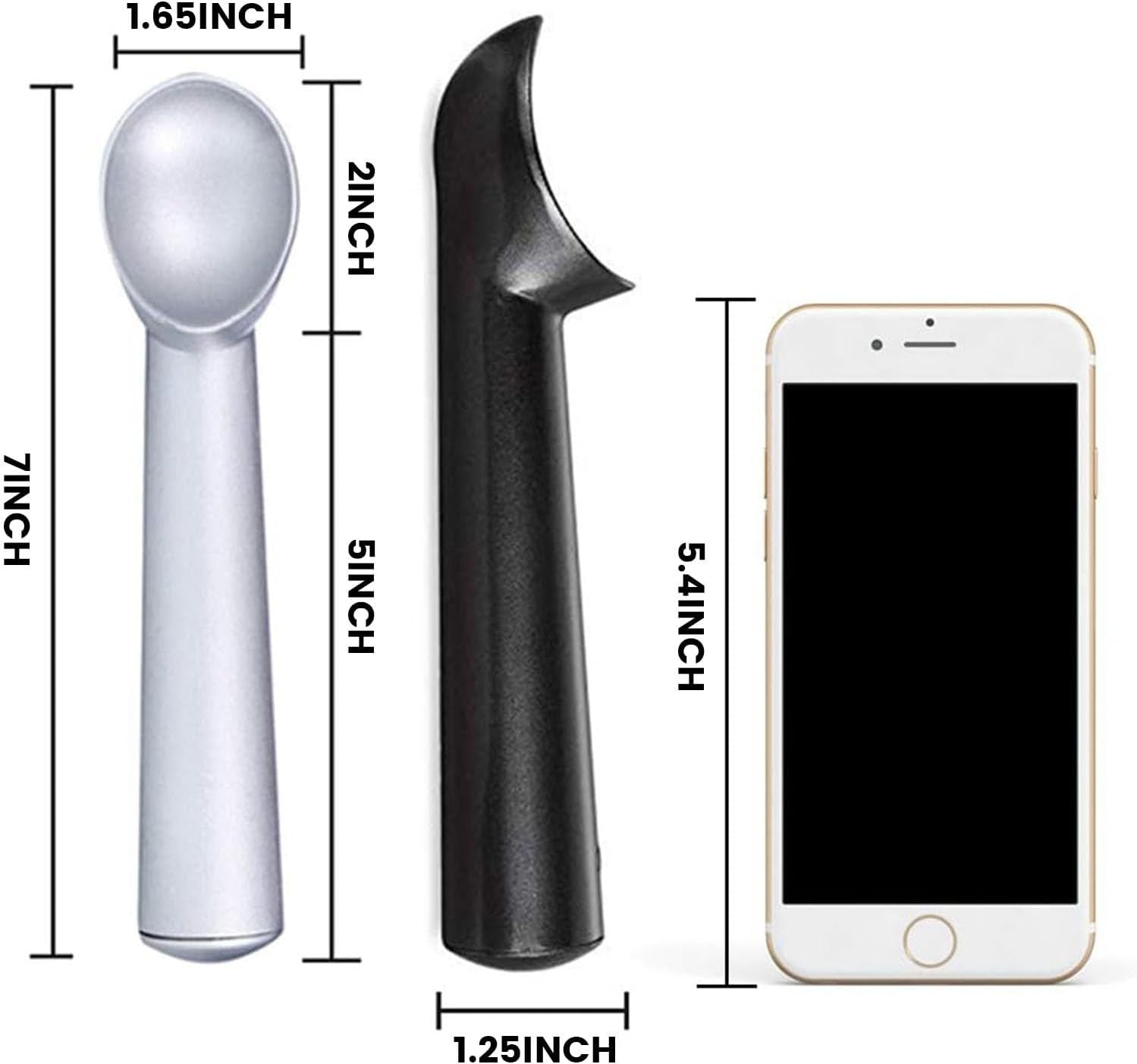 Ice Cream Scoop, 2PCS 7 inches Nonstick Anti-Freeze Ice Cream Scooper One Piece Aluminum Design Dishwasher Safe