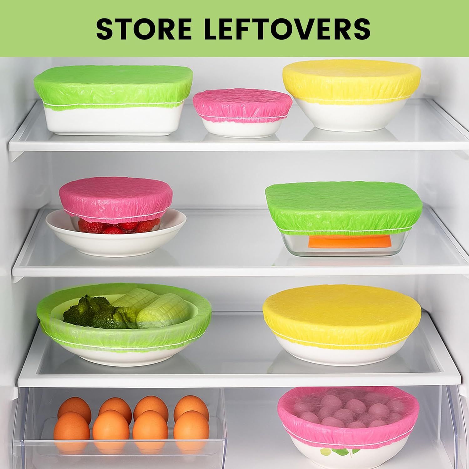 120PCS Reusable Bowl Covers – Elastic Plastic Food Storage Wraps for Kitchen, Baking, Picnics & Family Use, 3 Sizes Large, Medium, Small