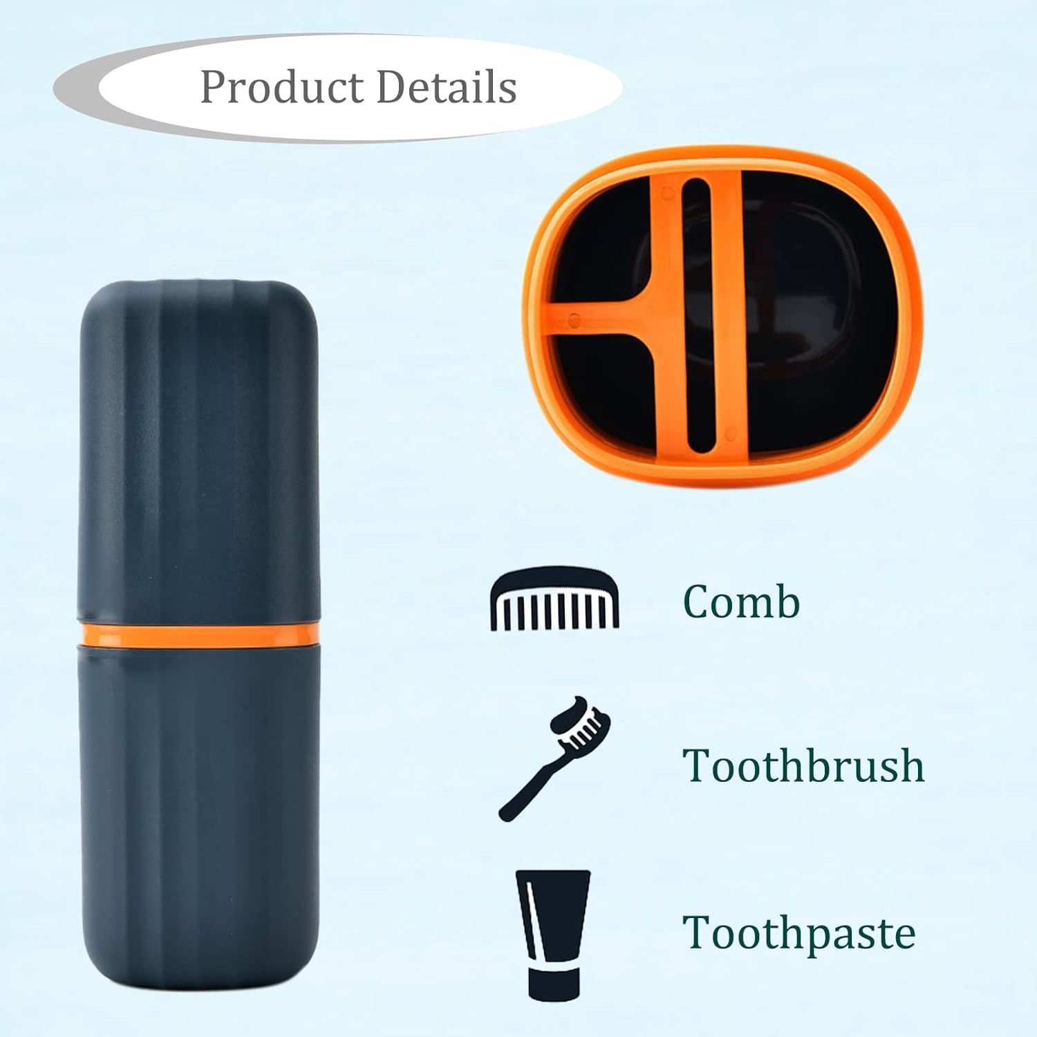2Pcs Travel Toothbrush Cup Case, Portable Toothbrush Holder Case for Traveling, Camping, Business Trip and School, Plastic Toothbrushes Toothpaste Set with Two Colors Navy blue and Lotus color