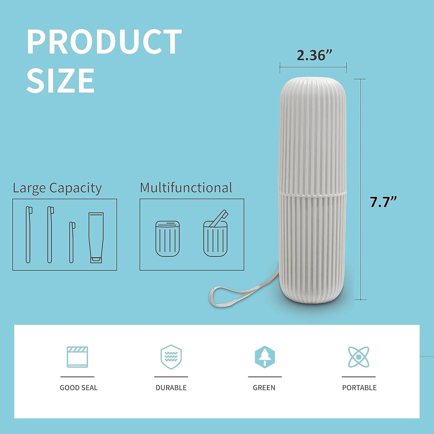 2Pcs Travel Toothbrush Holder, Portable Toothbrush Case for Traveling, Camping, Business Trip and School, Multifuction Plastic Toothbrushes Toothpaste Set with Two Colors Length：7.7"