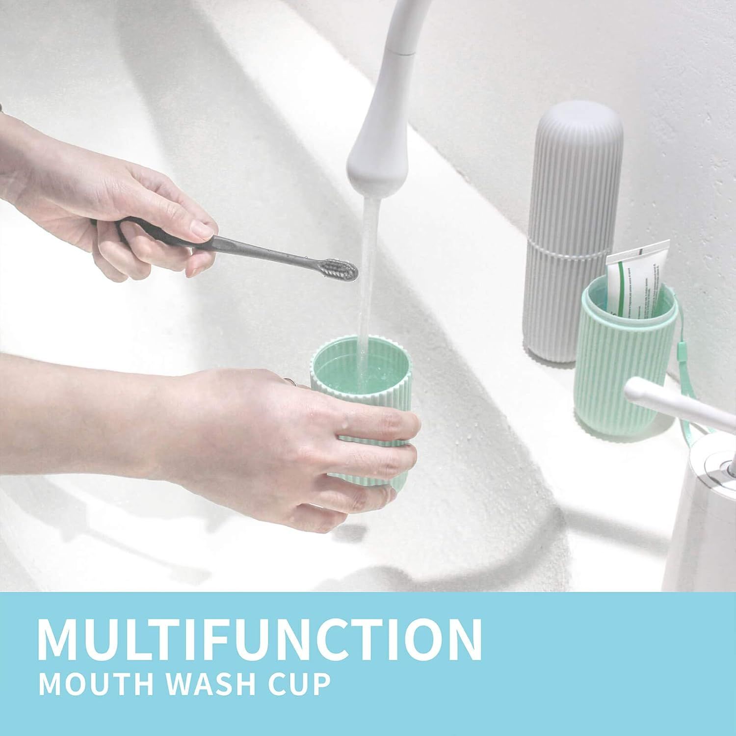 2Pcs Travel Toothbrush Holder, Portable Toothbrush Case for Traveling, Camping, Business Trip and School, Multifuction Plastic Toothbrushes Toothpaste Set with Two Colors Length：7.7"