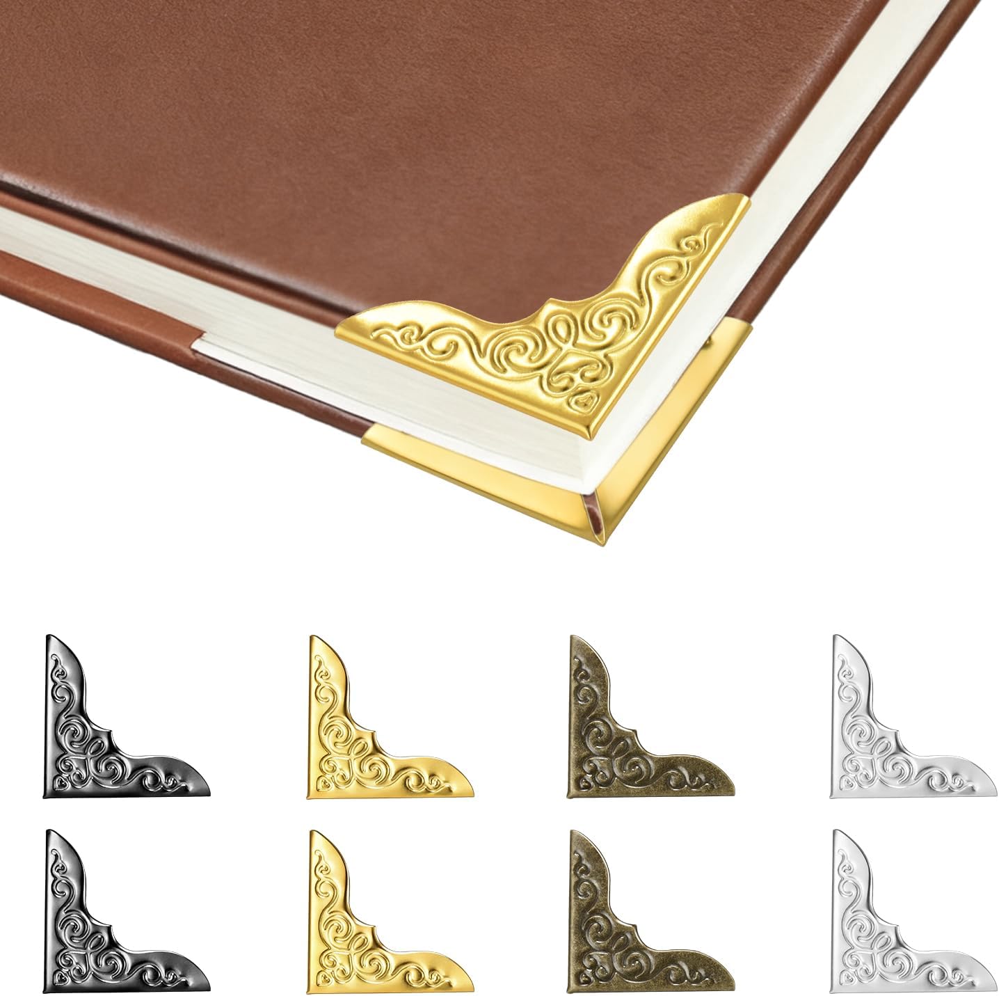 100pcs Metal Book Corner Protectors, 4 Colors Photo Corners Protector for Picture, 50 Pack Binder Ring, Metal Book Ring Paper Ring Holder 5/8-Inch Loose Leaf Binder Ring Clip for Index Card