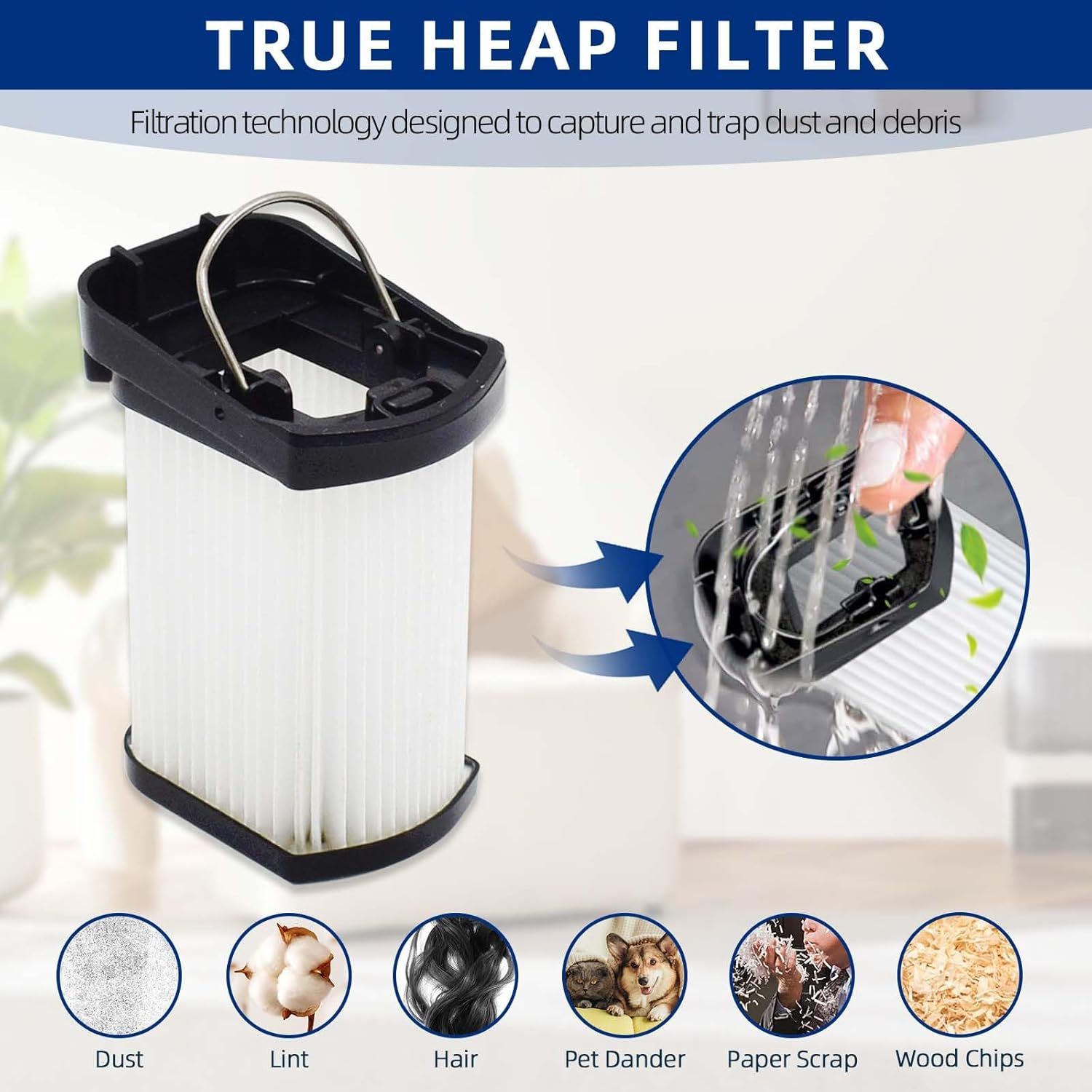Replacement Vacuum Filters Compatible with Shark WANDVAC Cordless Hand Vacuum WV401 WV410CO WV401BL WV401PK WV403BR WV410PR WV410BL WV410GN WV410TL - Fabric Filters Compare to Part XFFWV400-4 Pack