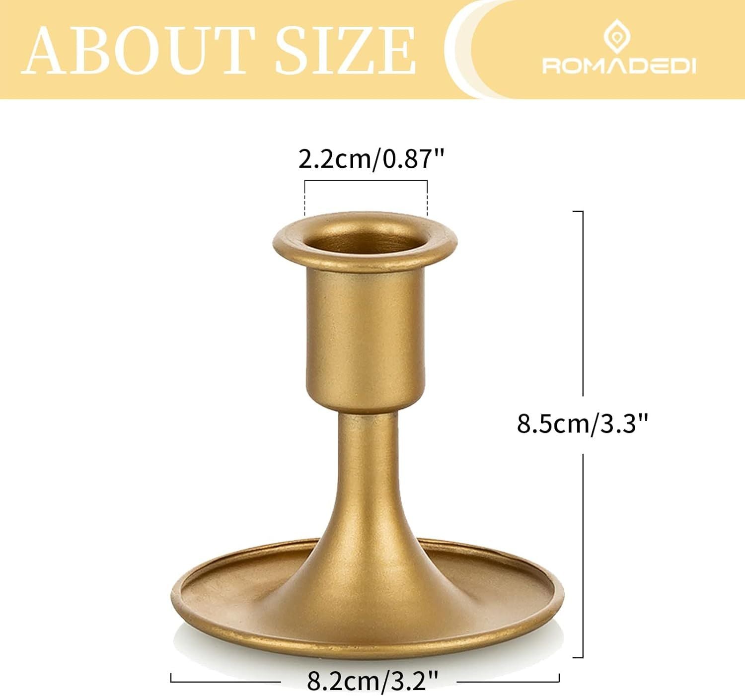 Candlestick Holders Taper Candle Holders, Gold Candle Stick Candle Holder for Table Centerpiece, Wedding Reception, Festive Christmas Mantel Decoration or Home Decor, Set of 2