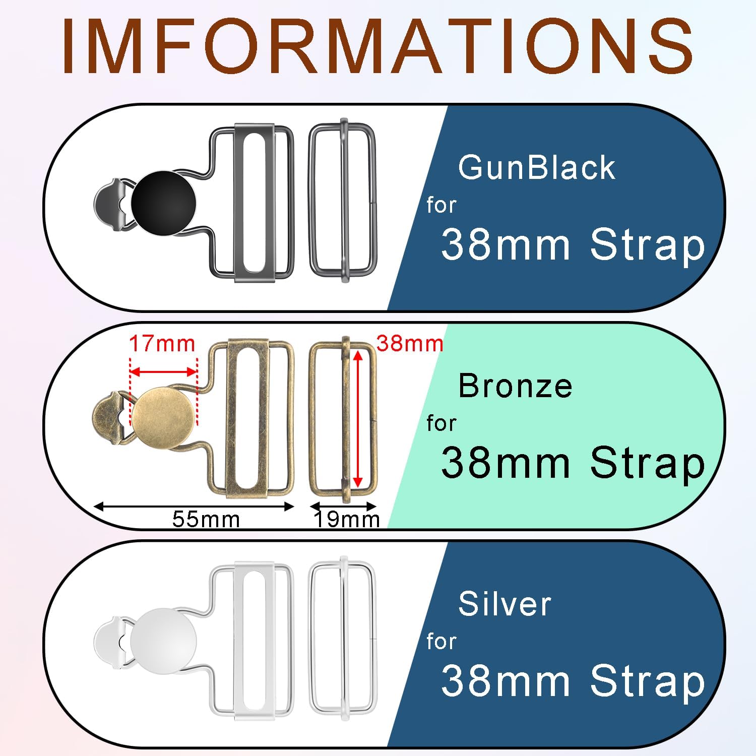 CooBigo 6Sets 1-1/2" Overalls Buckles + 24Pcs 17mm Jeans Bttons for Jeans Suspender Buckles Replacement Bib Pants DIY Sewing Accessories Bronze