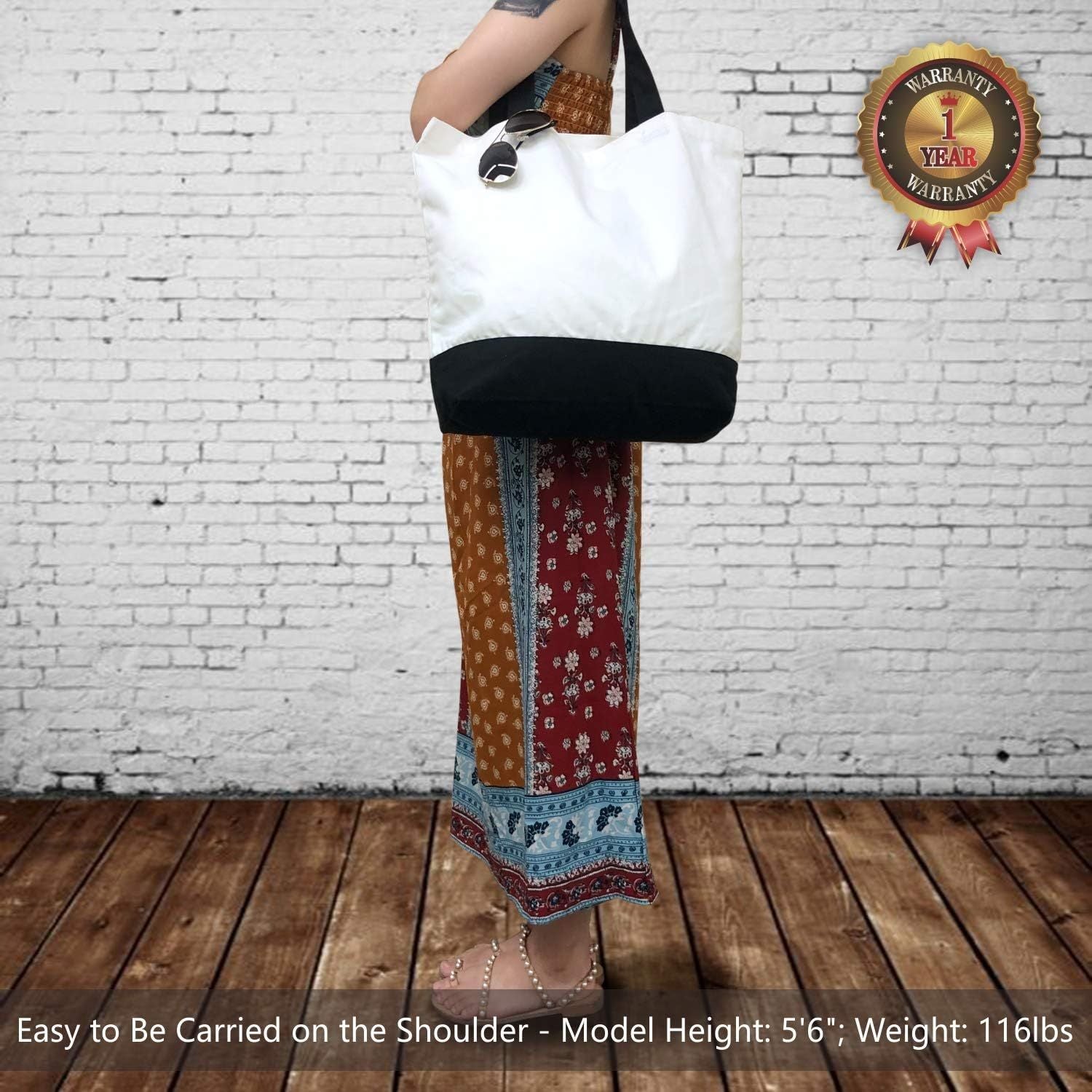 1 | 3 | 6 | 12 | 24 Pack Super Strong Large 12oz Cotton Canvas Tote Bag, Reusable Grocery Shopping Cloth Bag, Fashionable Two-Tone Tote for Crafts, DIY Your Creative Designs Pack of 1