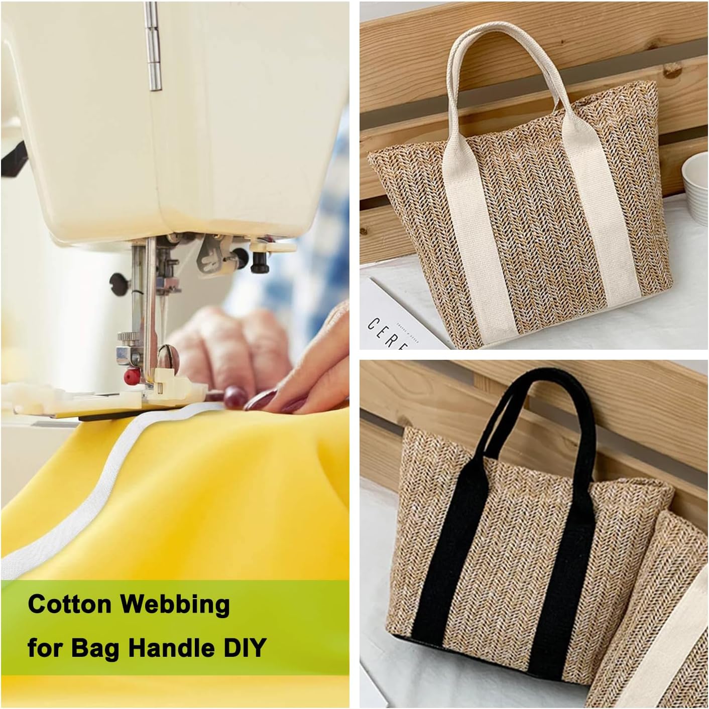 Cotton Webbing 1 Inch 12 Yards Natural Cotton Webbing Straps for Bags Handles, 1 Inch Weave Webbing for Cloth Tote Bag Straps Making,Cloth Belt, DIY Crafts Decoration Natural 12Yards