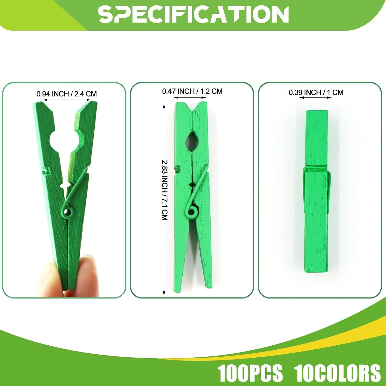 100 Pcs Colored Clothes Pins Wooden, Colored Clothespins for Crafts 2.9 Inch, Clothing Pins for Hanging Classroom