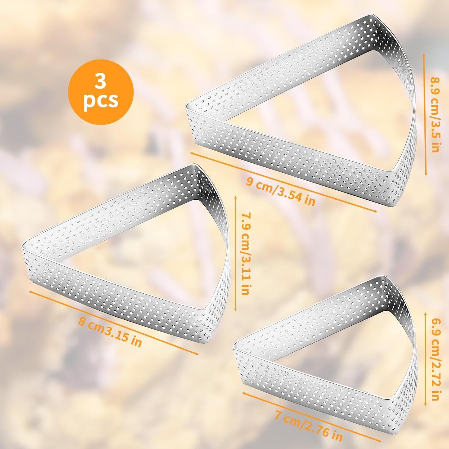 3PCS Triangle Scone Cutter, Scone Cutters For Baking Triangle, Triangles Cookie Cutter For Scones, Equilateral Triangles Cookie Cutter Set, Ideal Baking Tool for Scones for Scones, Pastries, Dessert