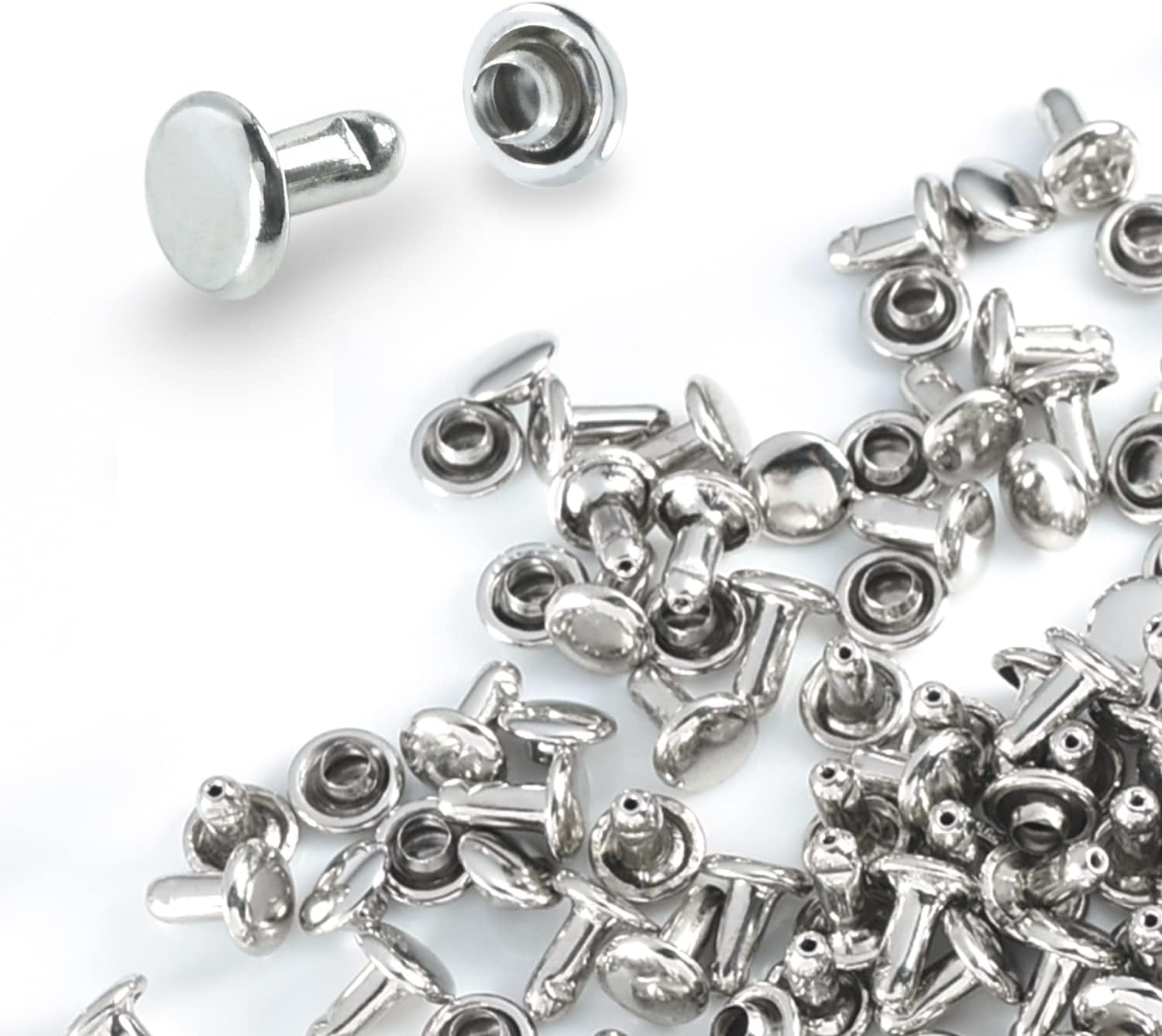 200Sets 6mm Leather Rivets + 7pcs Rivets Setting Tools for Install Leather Bag Belt Shoe Boot Hats Pet Collar Keychain Clothing