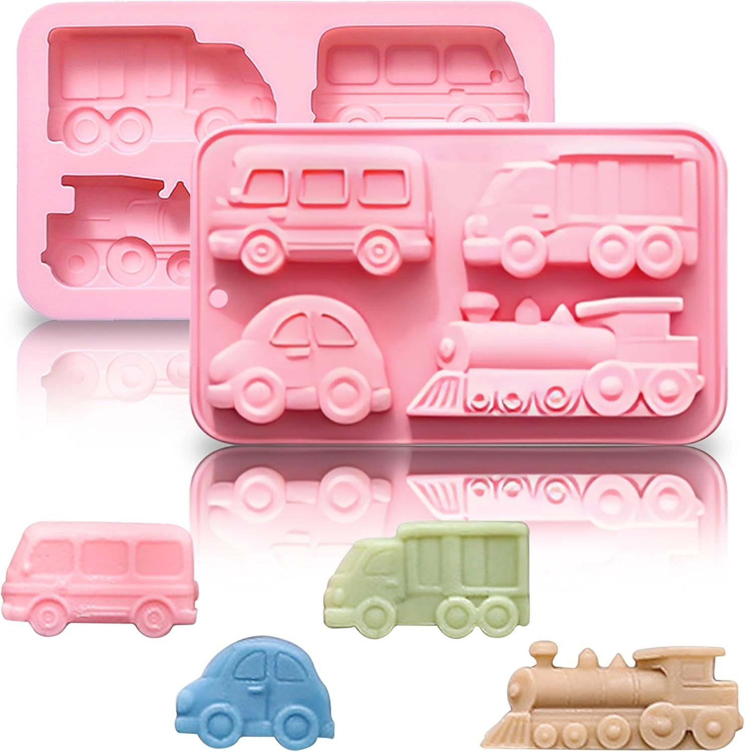 Car Silicone Soap Mold, Silicone Cake Mold, 3D Transportation Candy Mould Non-Stick Car Shape Baking Tool for Cake Cupcake Jelly Pudding Muffin Ice Cube Clay