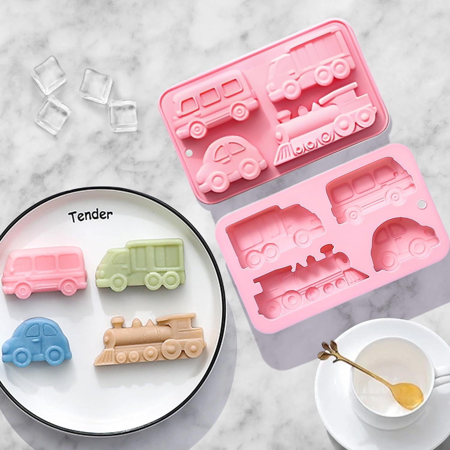 Car Silicone Soap Mold, Silicone Cake Mold, 3D Transportation Candy Mould Non-Stick Car Shape Baking Tool for Cake Cupcake Jelly Pudding Muffin Ice Cube Clay