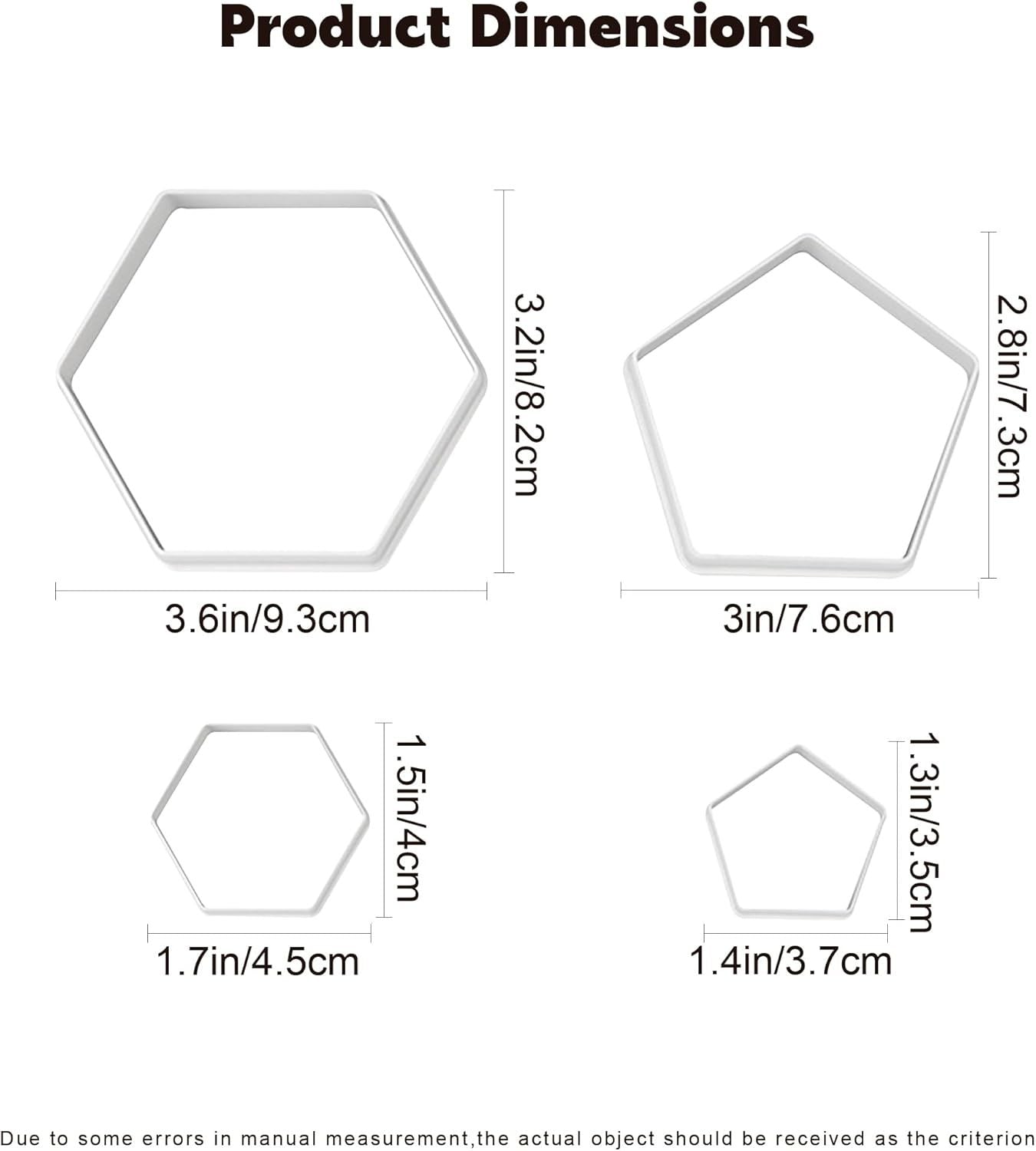 4-Piece Soccer Cookie Cutter Set, White Food-Grade Plastic Hexagon & Pentagon Cookie Cutters for Biscuits & Fondant, Multi-Size Football/Soccer Pattern Cutters Mould for Baking Cake Decorations