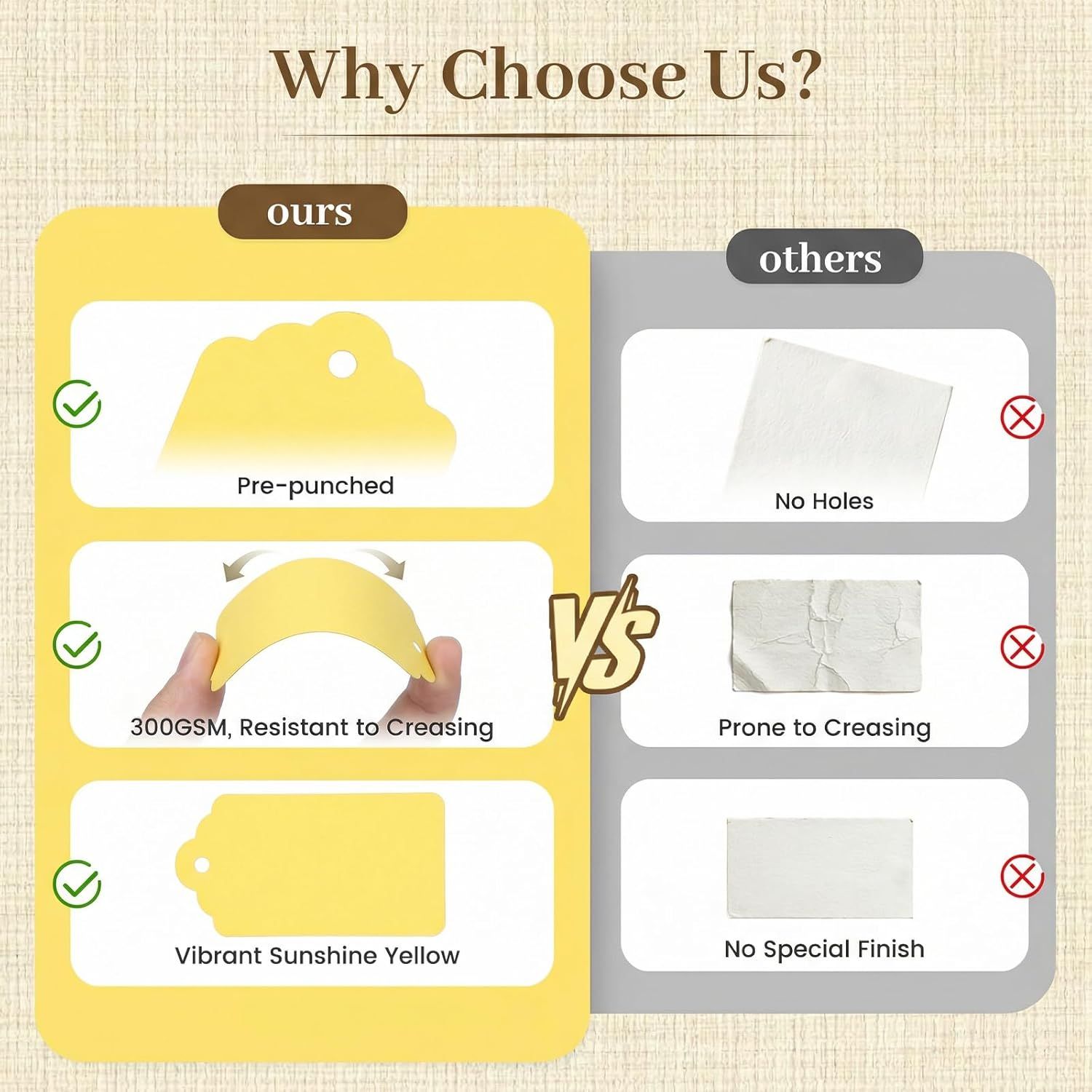 120pc Gift Tags with String - Blank Yellow Paper Hanging Tags for Wedding & Birthday Gifts DIY