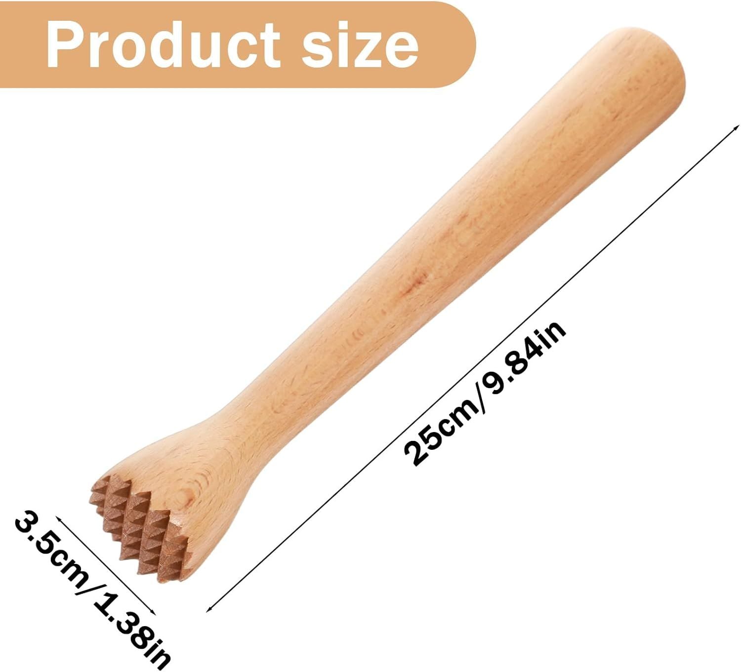 Wooden Muddler for Cocktails, Durable Muddler for Lemonade, Professional Bar Muddler Tool, Home and Bar Cocktail Muddler for Mojitos, Fruit Drinks 10 Inch