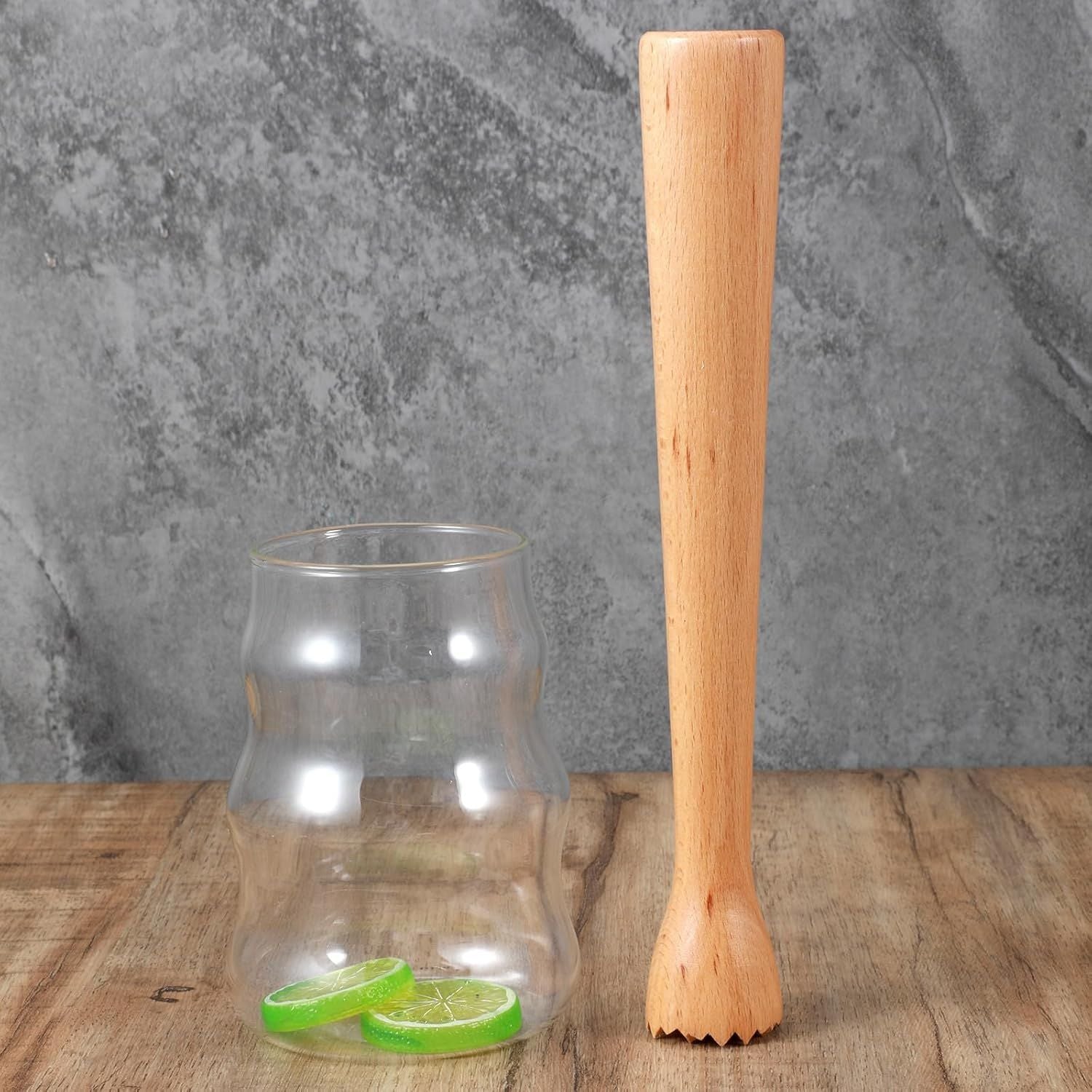 Wooden Muddler for Cocktails, Durable Muddler for Lemonade, Professional Bar Muddler Tool, Home and Bar Cocktail Muddler for Mojitos, Fruit Drinks 10 Inch