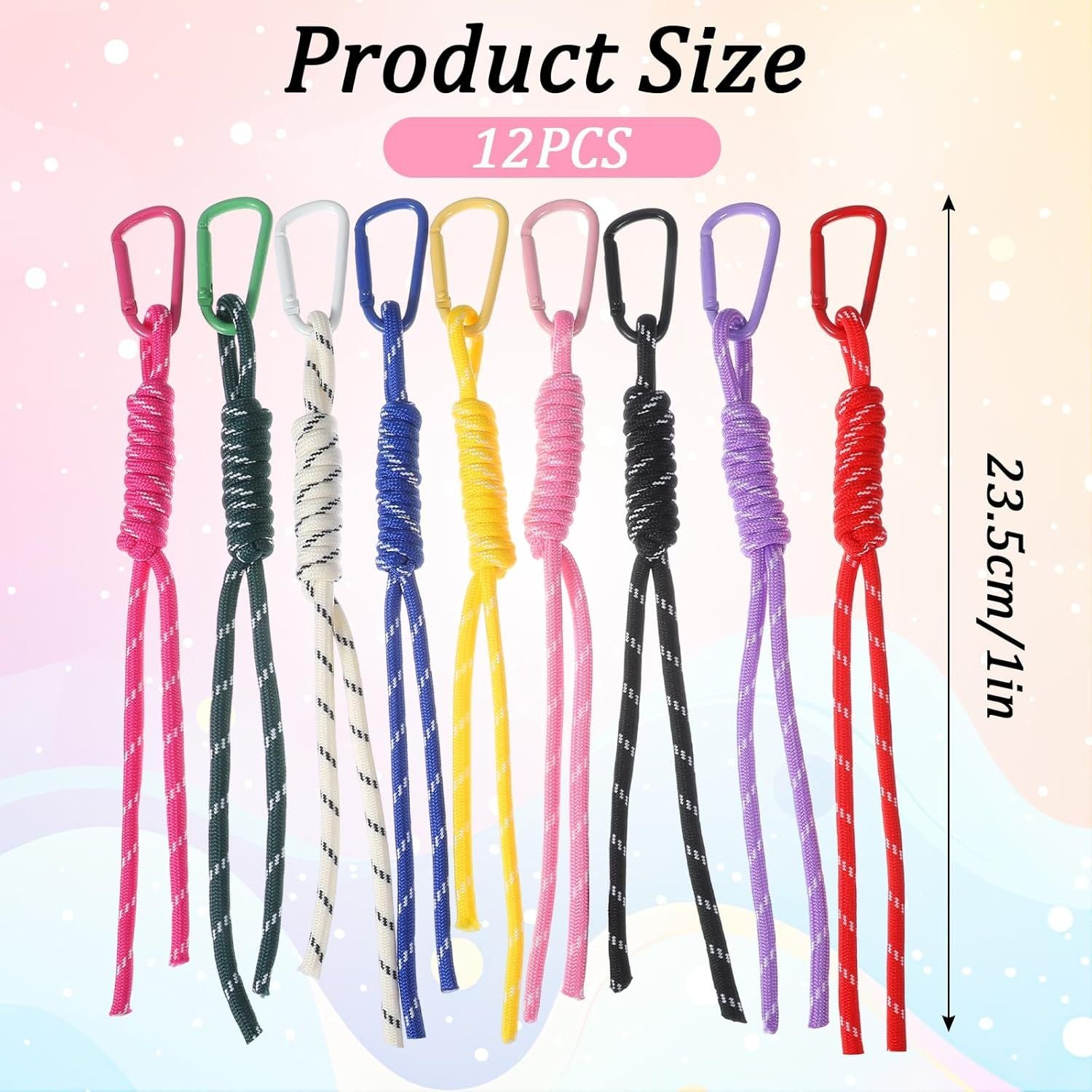 9PCS Paracord Keychain, Paracord Rope Keychains Bag Charm Rope Braided Cord Keychain for Purse Handmade Ropes Key Chain Backpack Handbag Decoration Accessories Colorful