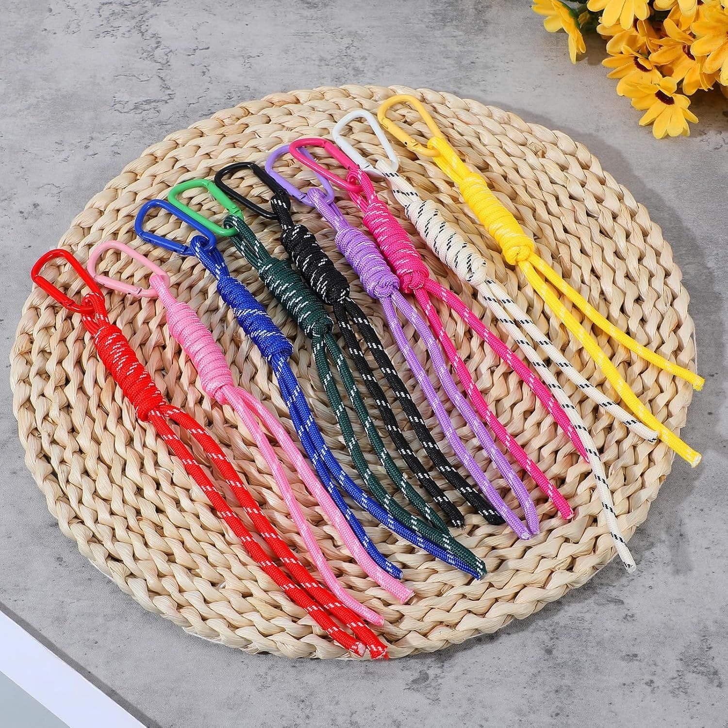 9PCS Paracord Keychain, Paracord Rope Keychains Bag Charm Rope Braided Cord Keychain for Purse Handmade Ropes Key Chain Backpack Handbag Decoration Accessories Colorful