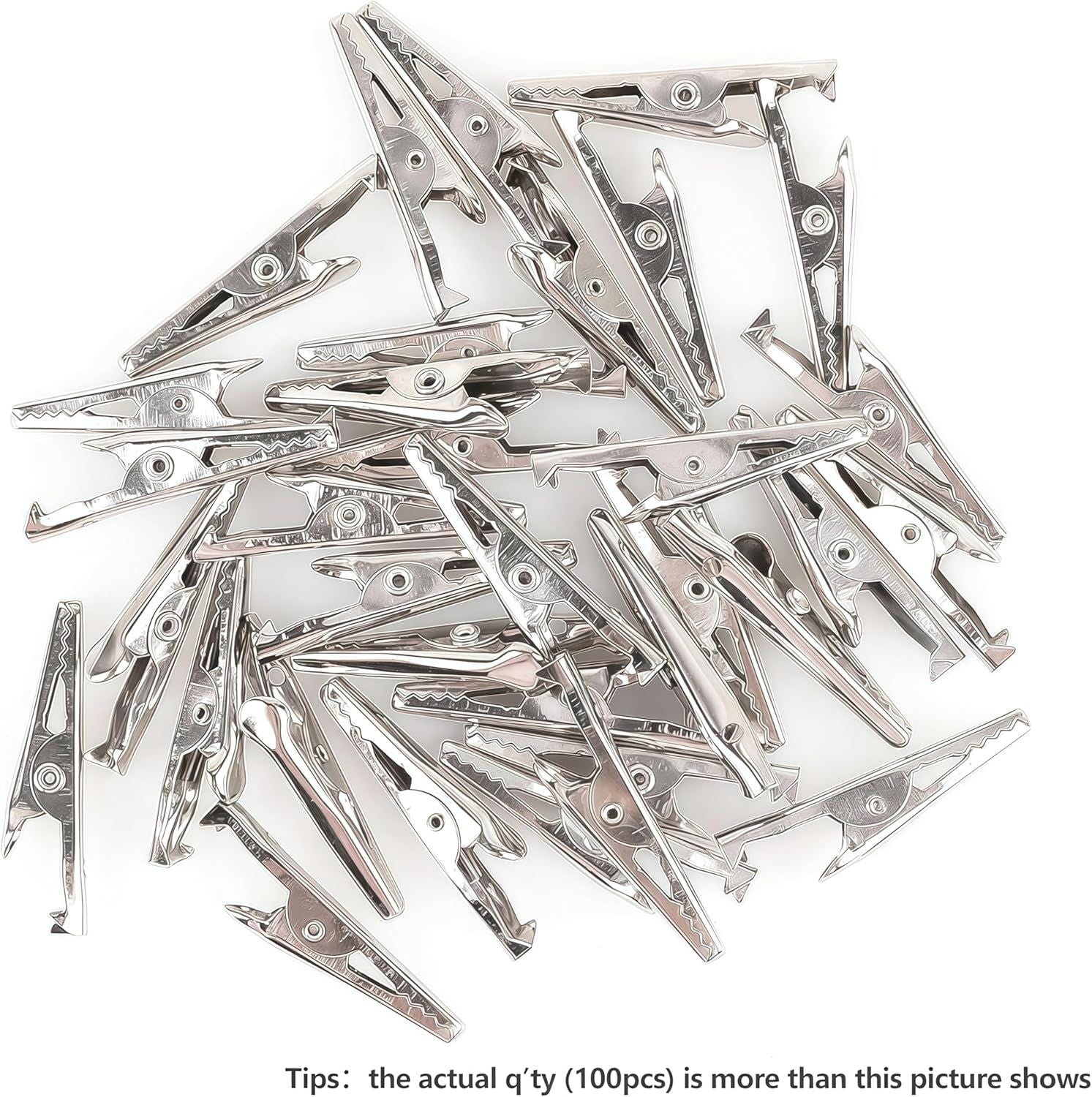 100 Pack Mini Clamps Alligator Clips for Crafts & Electrical, Small Metal Clips for Joints 35 mm Alligator Clamp for Crafting, Gator Clips Clamps Bulk for Crafts Holding Silver