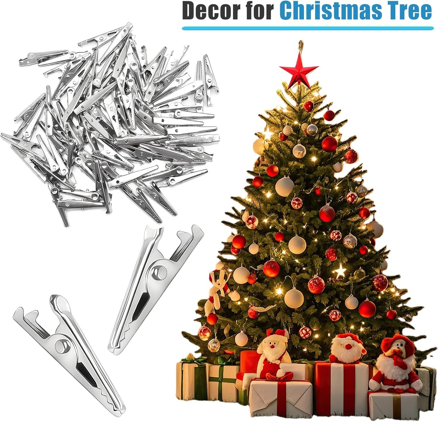 100 Pack Mini Clamps Alligator Clips for Crafts & Electrical, Small Metal Clips for Joints 35 mm Alligator Clamp for Crafting, Gator Clips Clamps Bulk for Crafts Holding Silver