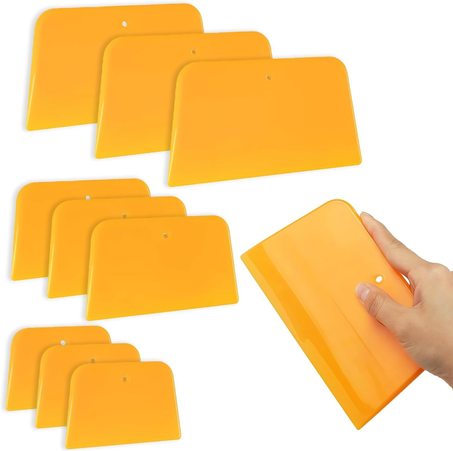Body Filler Spreader, 9-Pack Reusable Plastic Auto Body Spreader Tools for Car Applying Fillers, Putties, Glazes, Caulks, and Paints Includes 4", 5", and 6" Sizes