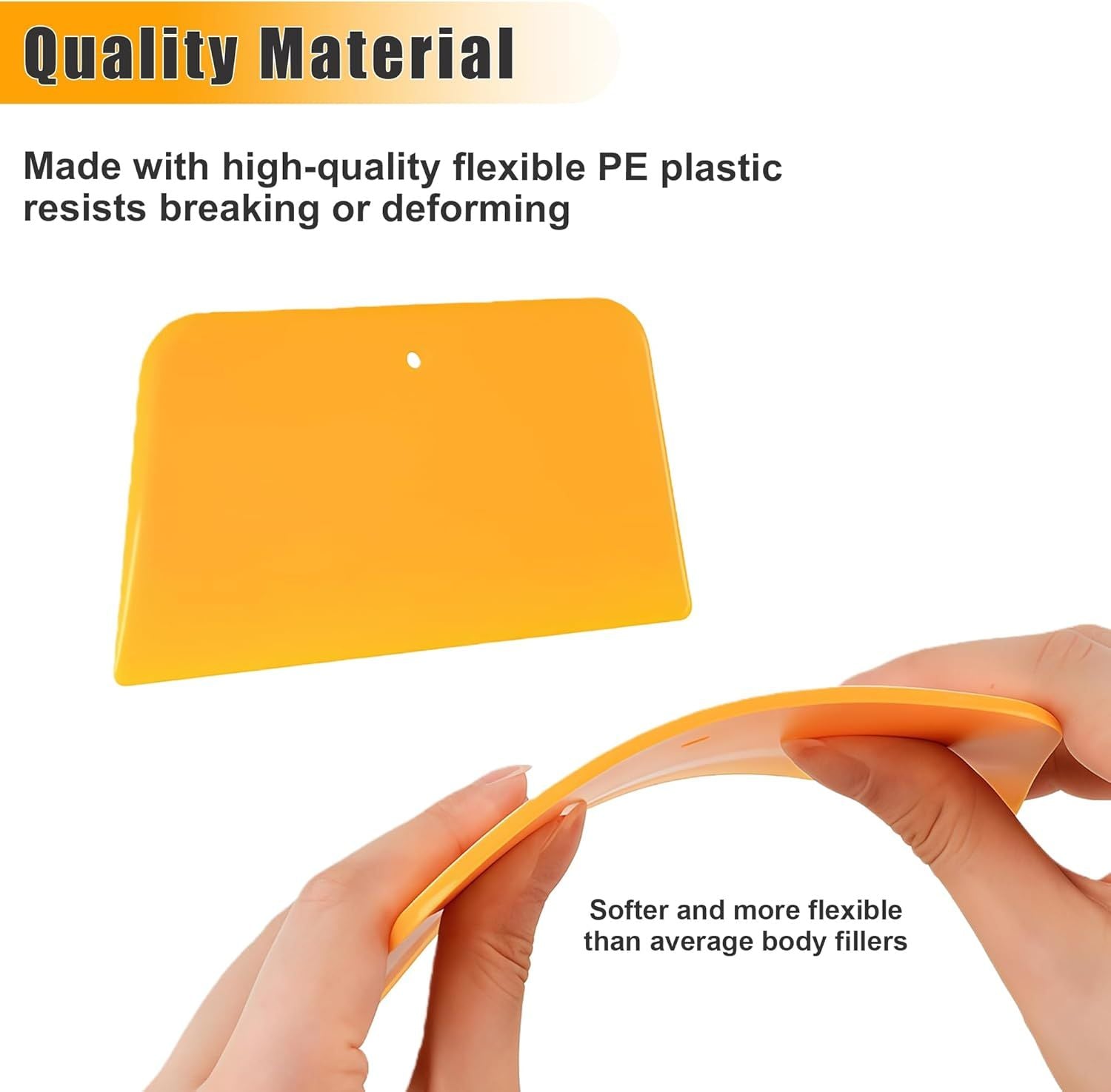 Body Filler Spreader, 9-Pack Reusable Plastic Auto Body Spreader Tools for Car Applying Fillers, Putties, Glazes, Caulks, and Paints Includes 4", 5", and 6" Sizes