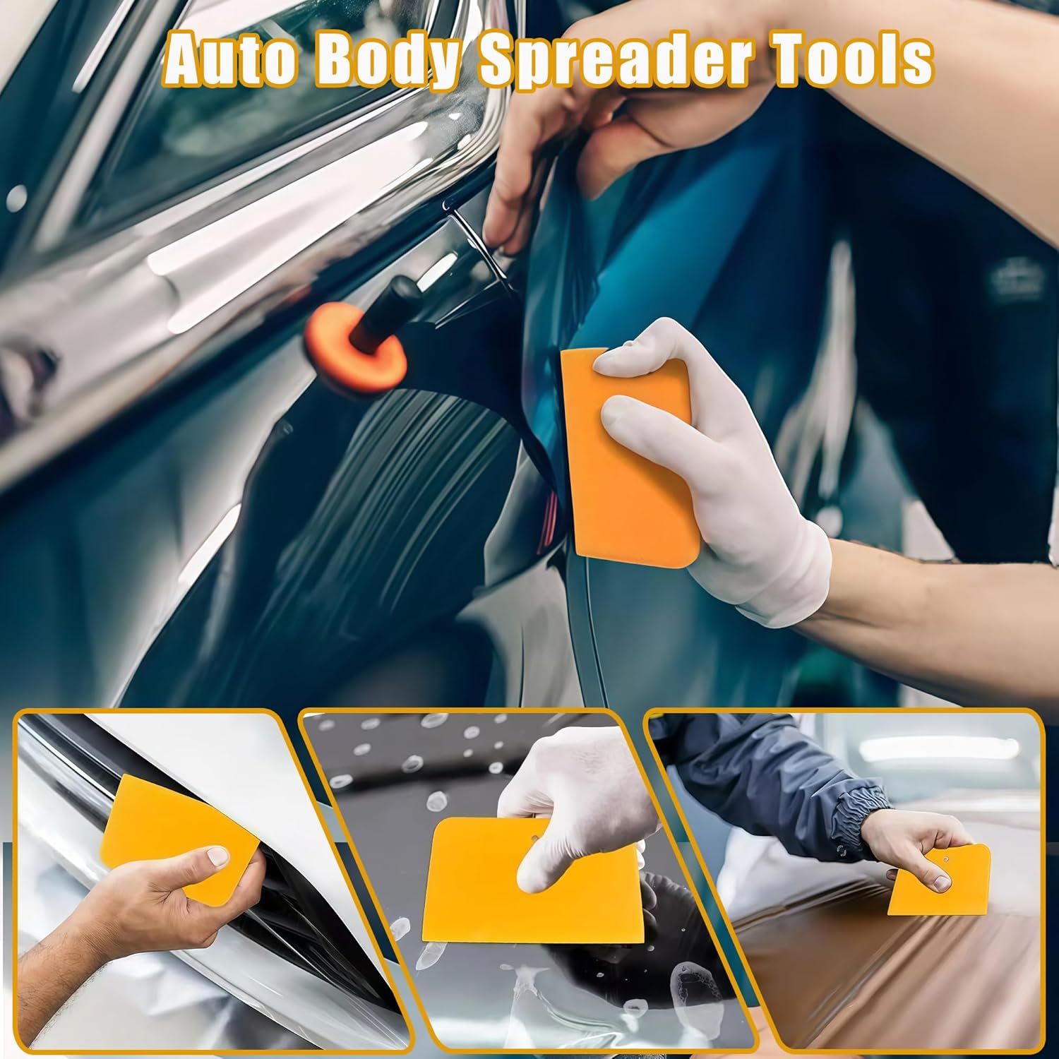 Body Filler Spreader, 9-Pack Reusable Plastic Auto Body Spreader Tools for Car Applying Fillers, Putties, Glazes, Caulks, and Paints Includes 4", 5", and 6" Sizes