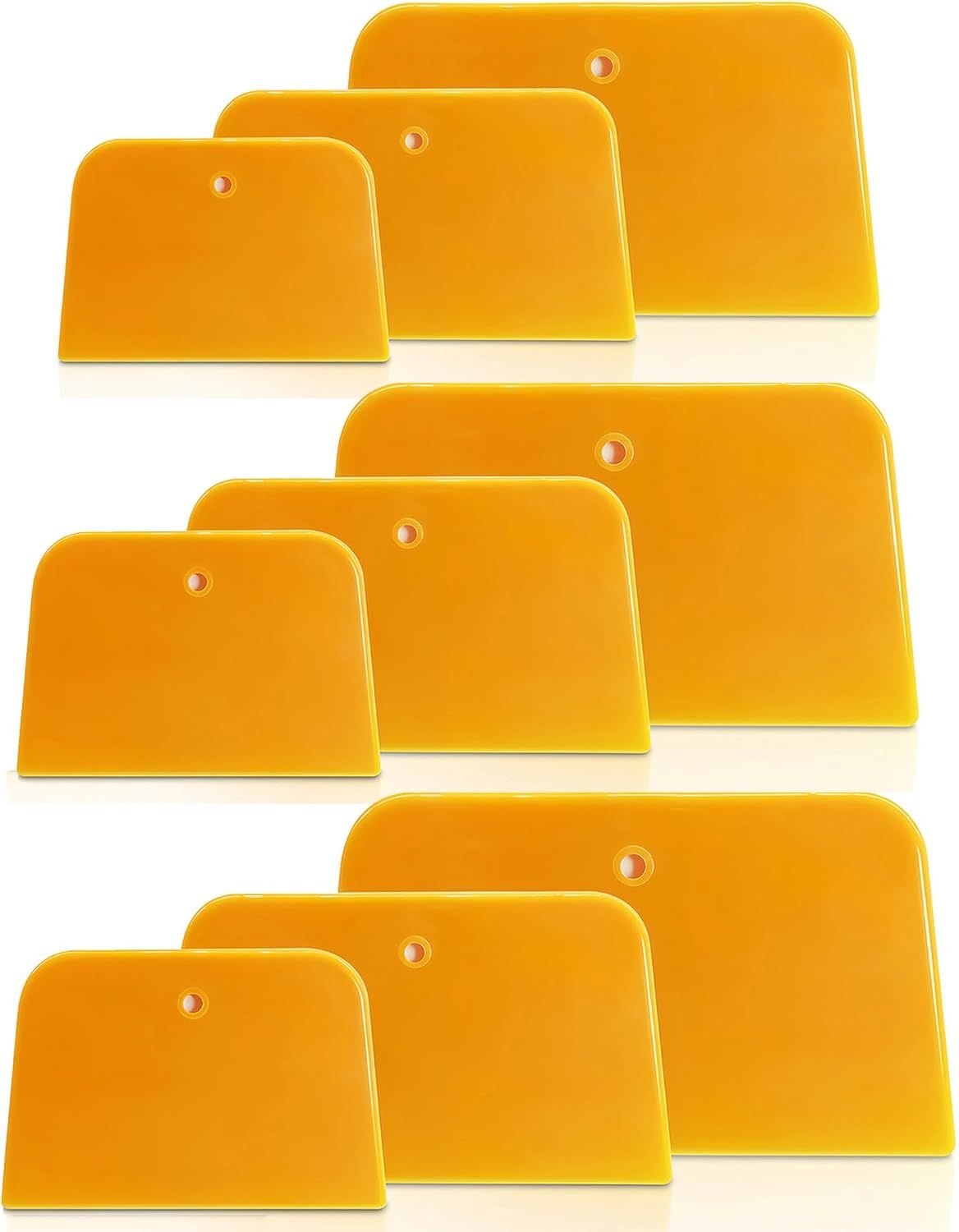 Body Filler Spreader, 9-Pack Reusable Plastic Auto Body Spreader Tools for Car Applying Fillers, Putties, Glazes, Caulks, and Paints Includes 4", 5", and 6" Sizes
