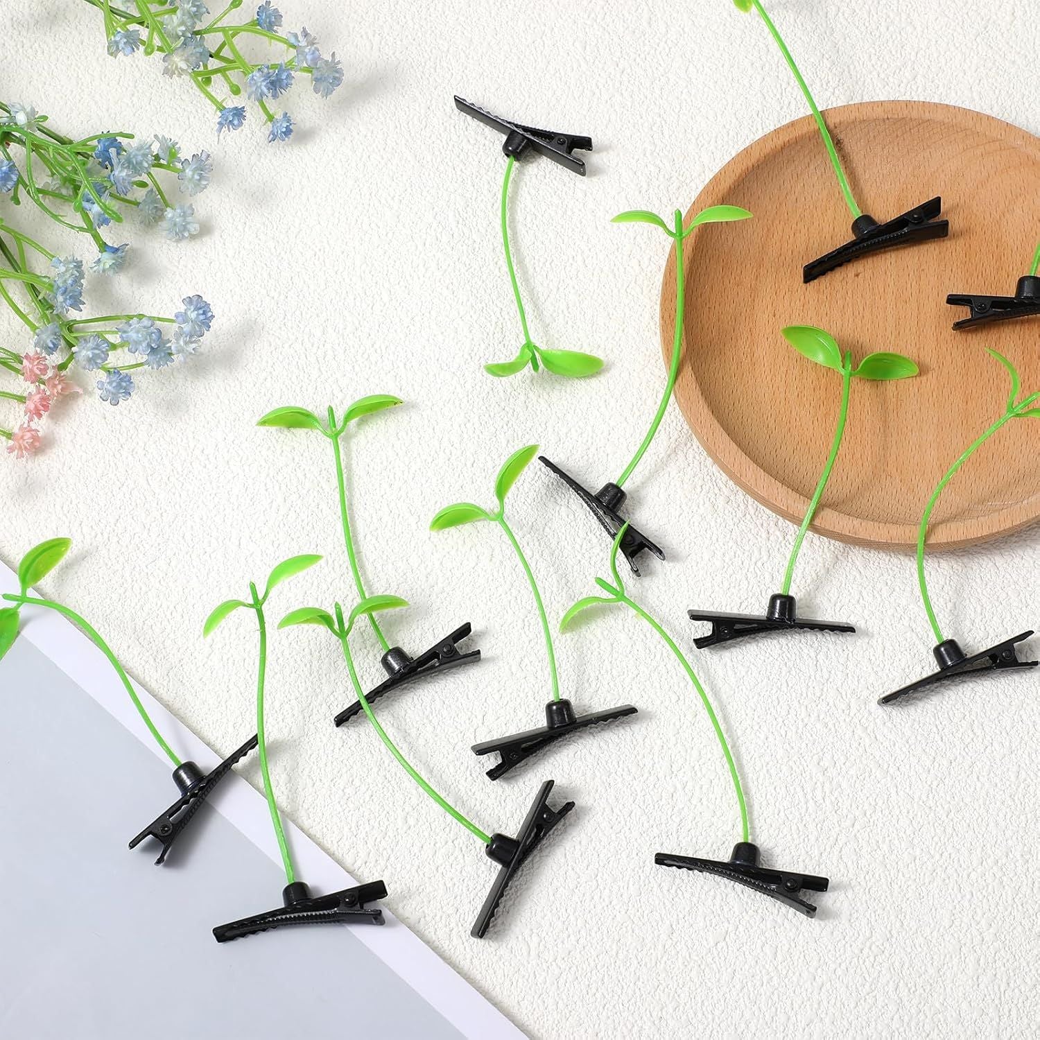 50 Pcs Bean Sprout Hair Clips, Funny Plant Clips, Little Grasst Hairpins, Sprout Barrettes, Sprouts Rave Trinkets for Festivals, Hair Accessories for Women Kids Girls Lady Home School Party Headwear