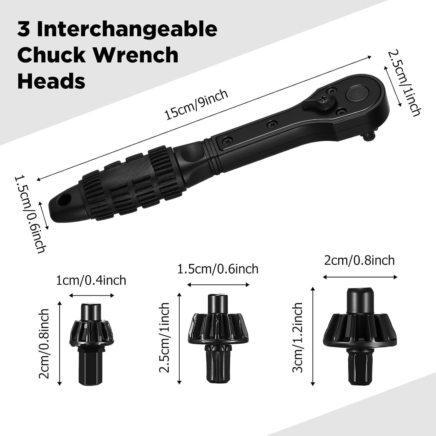 2 in 1 Drill Chuck Ratchet Spanner 2026 Universal Chuck Key Replacement Tool 2 in 1 Ratchet Drill Key Wrench Compatible with Most Electric Drills and Power Tools 2 Pcs
