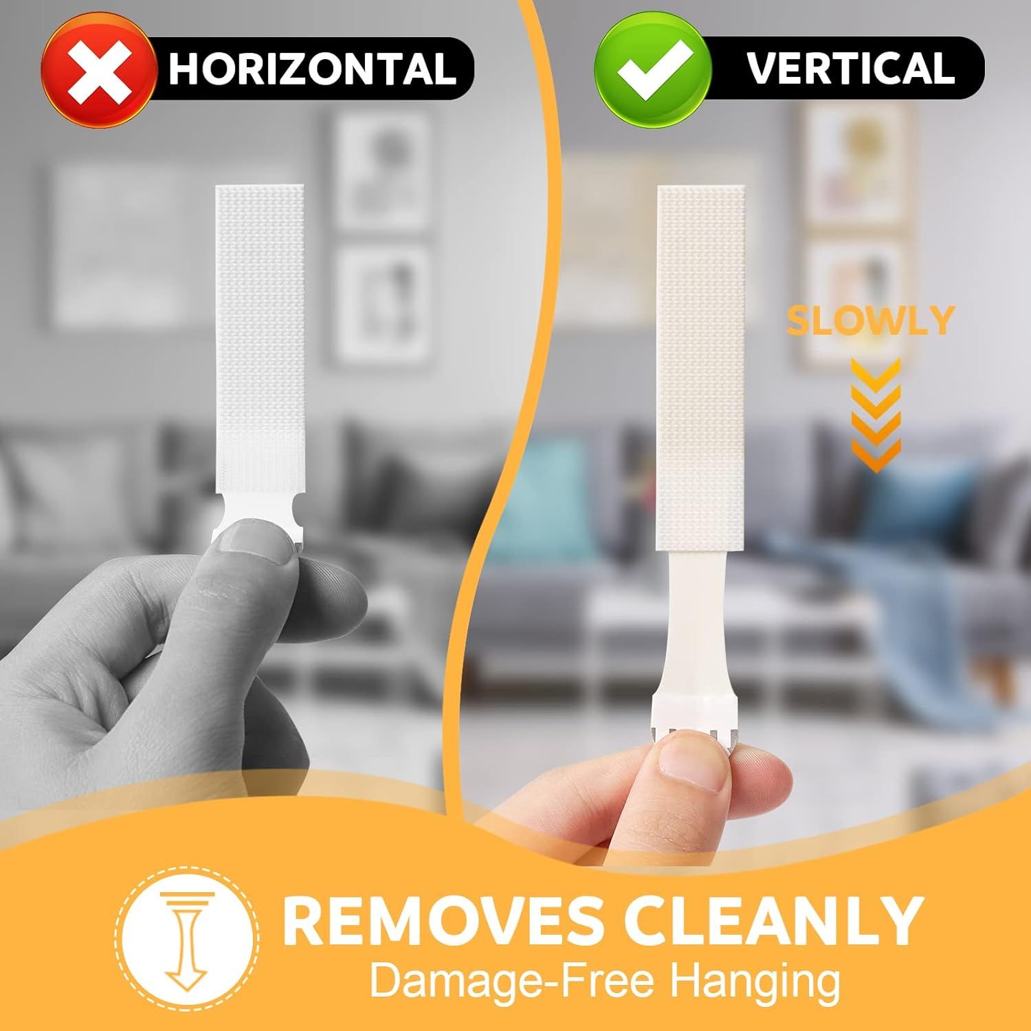 Large Picture Hanging Strips Heavy Duty,20-Pairs 40 Strips Sticky Picture Hangers for Walls Hanging Without Nail,Damage Free No Nails Refill Adhesive Poster Frame Mounting,White