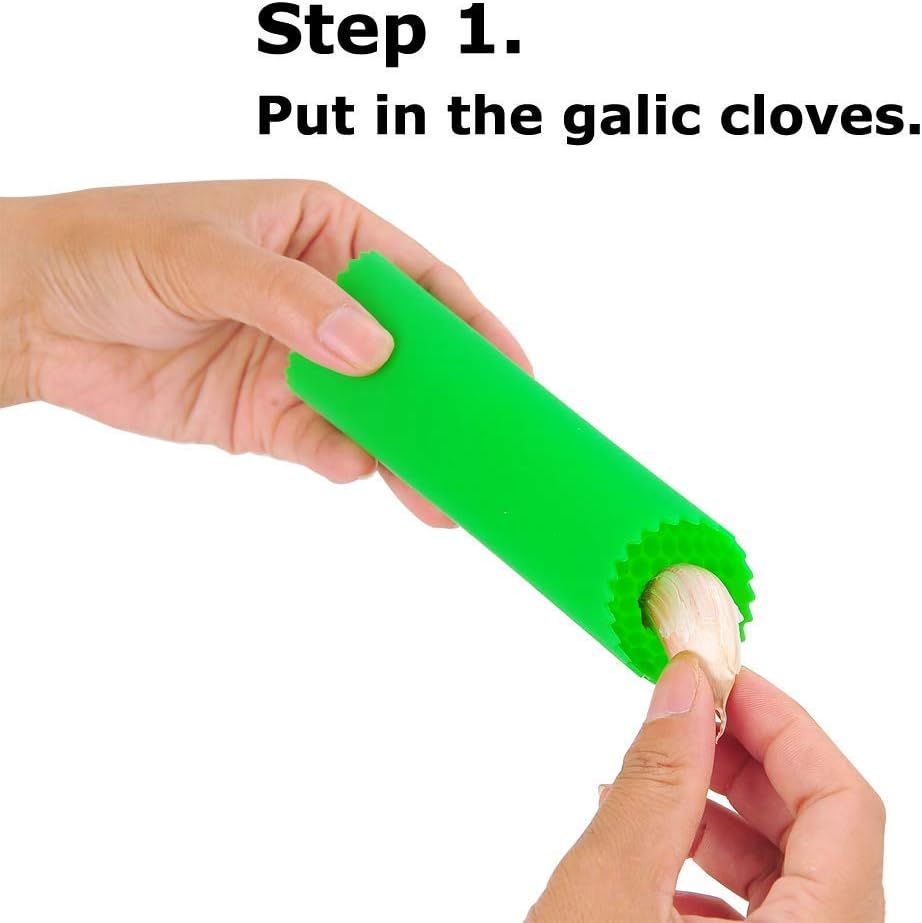Garlic Peeler Skin Remover Roller Keeper,Easy Quick to Peeled Garlic Cloves with Silicone Tube Roller Garlic Peeling Kitchen Tool 3 Colors