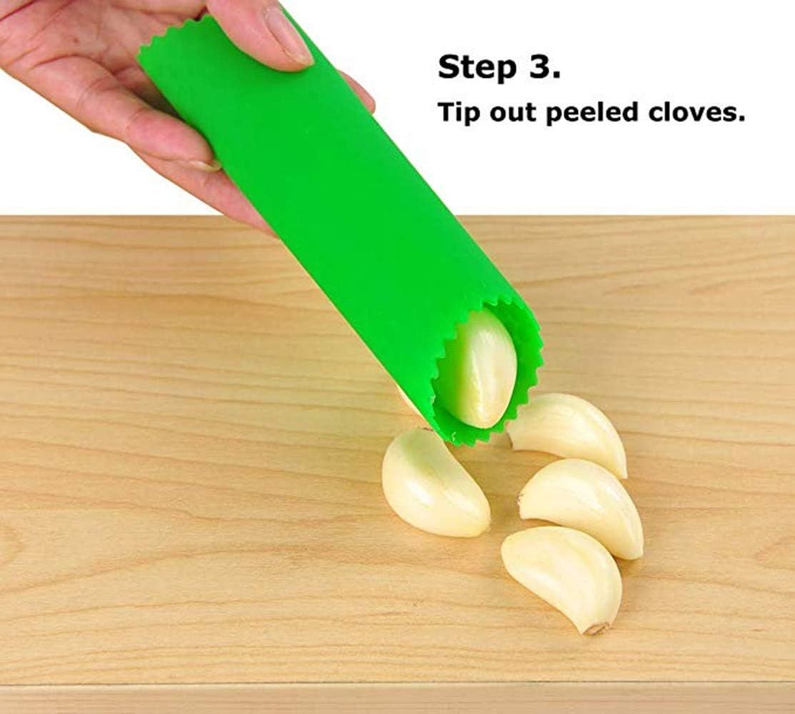 Garlic Peeler Skin Remover Roller Keeper,Easy Quick to Peeled Garlic Cloves with Silicone Tube Roller Garlic Peeling Kitchen Tool 3 Colors