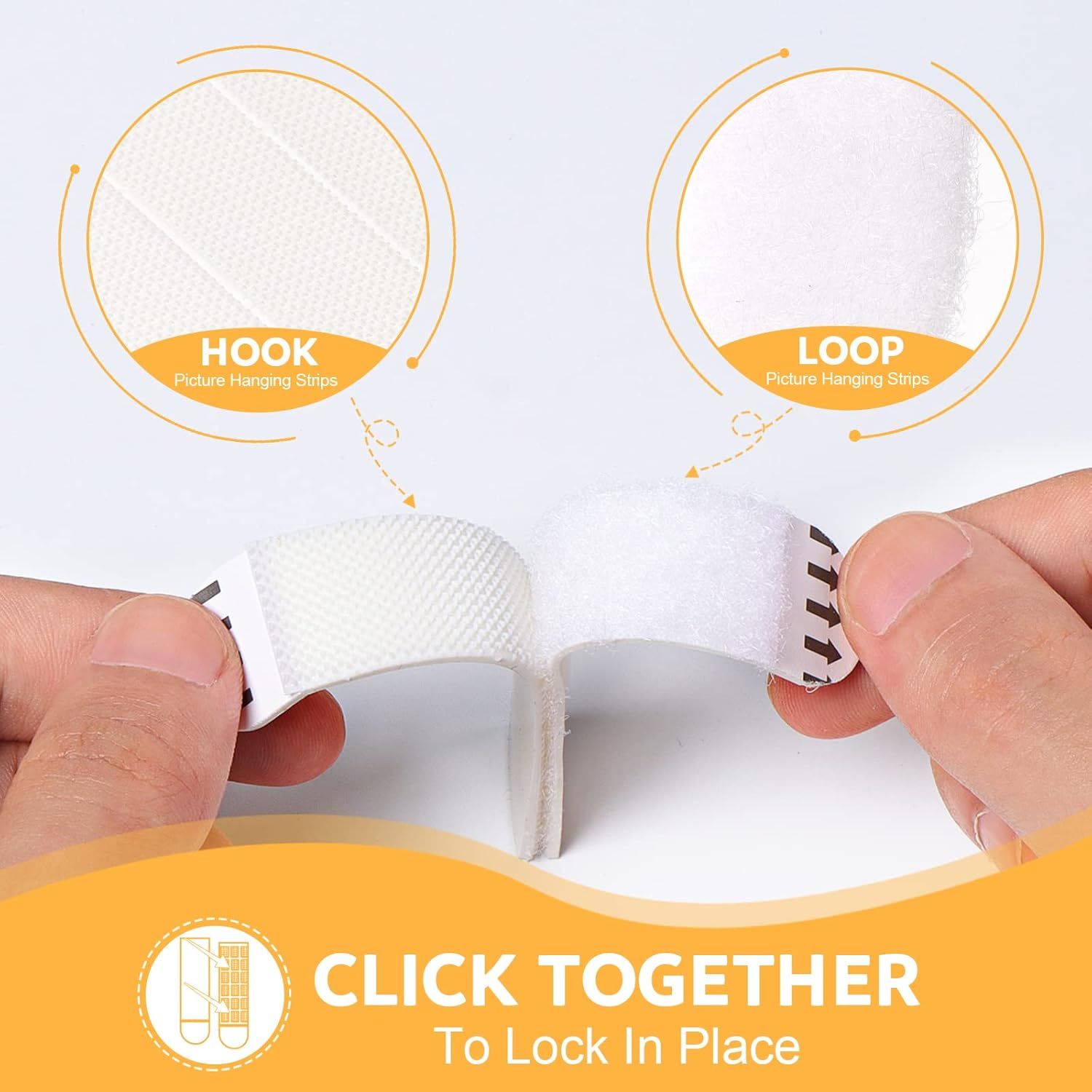 Medium Picture Hanging Strips Heavy Duty,20-Pairs 40 Strips Sticky Picture Hangers for Walls Hanging Without Nail,Damage Free No Nails Refill Adhesive Poster Frame Mounting, White