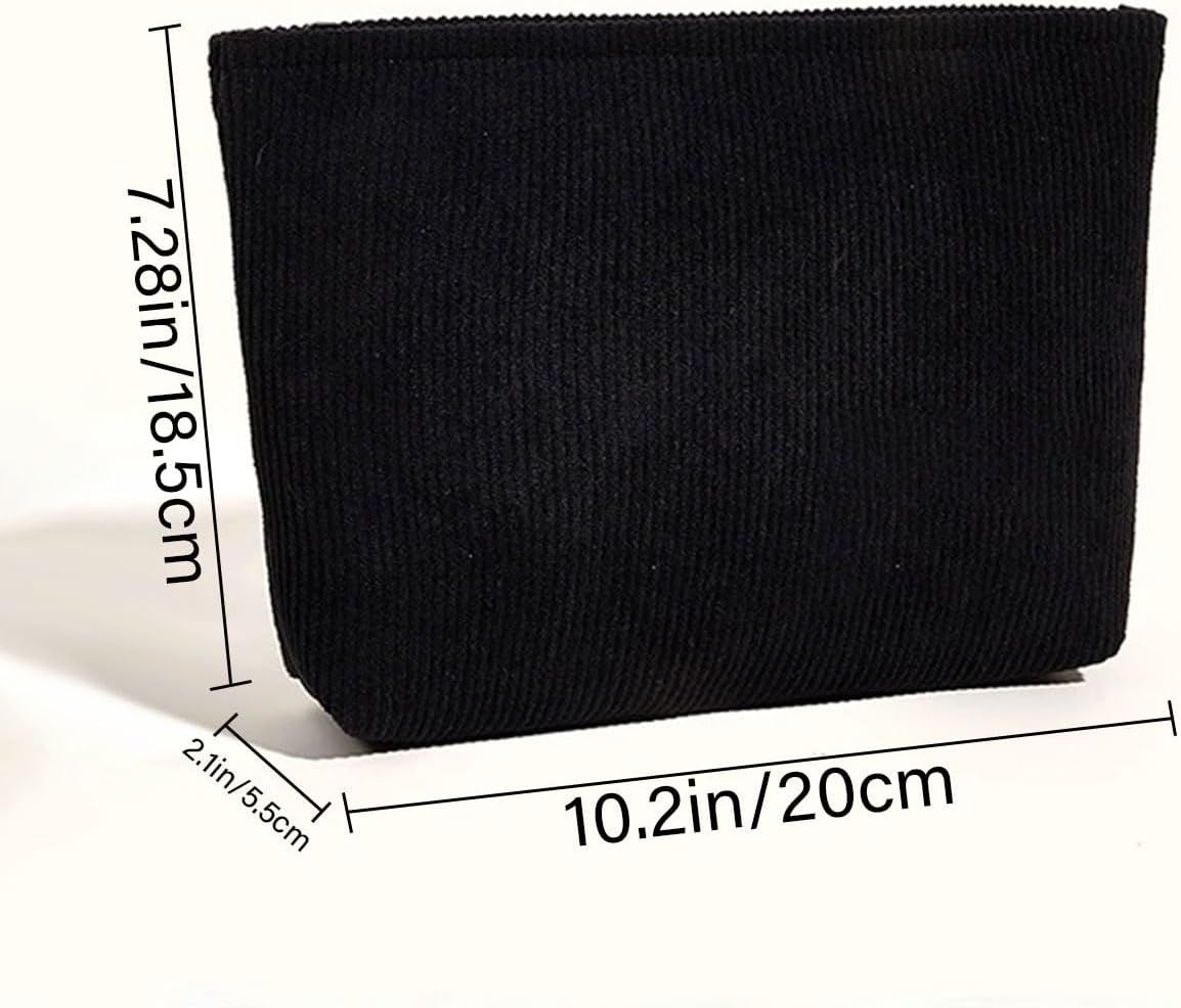 3 Pieces 10Inch Corduroy Cosmetic Bag Large Makeup Bag, Cosmetic Bags for Women Cute Large Capacity Make up Bags Travel Toiletry Aesthetic Skincare Brushes Storage Organizer for Women 3 colors